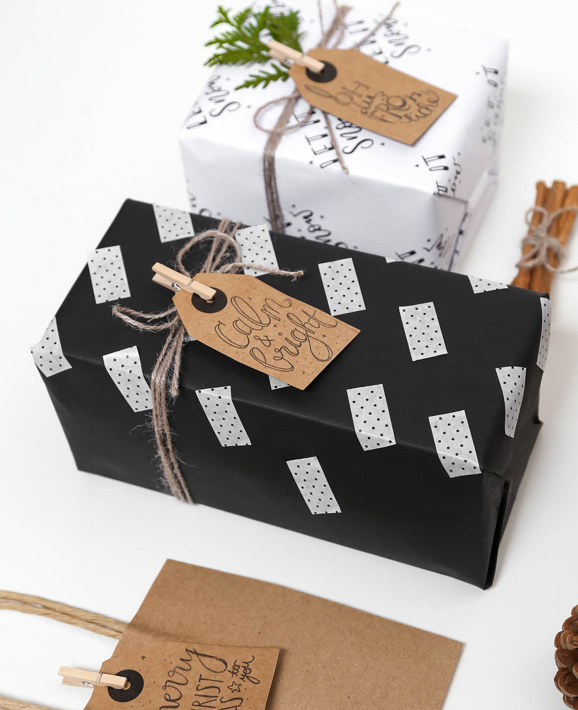 Washi Tape 15 mm x 5 m, Motive Black & White (2er Set), Masking Tape