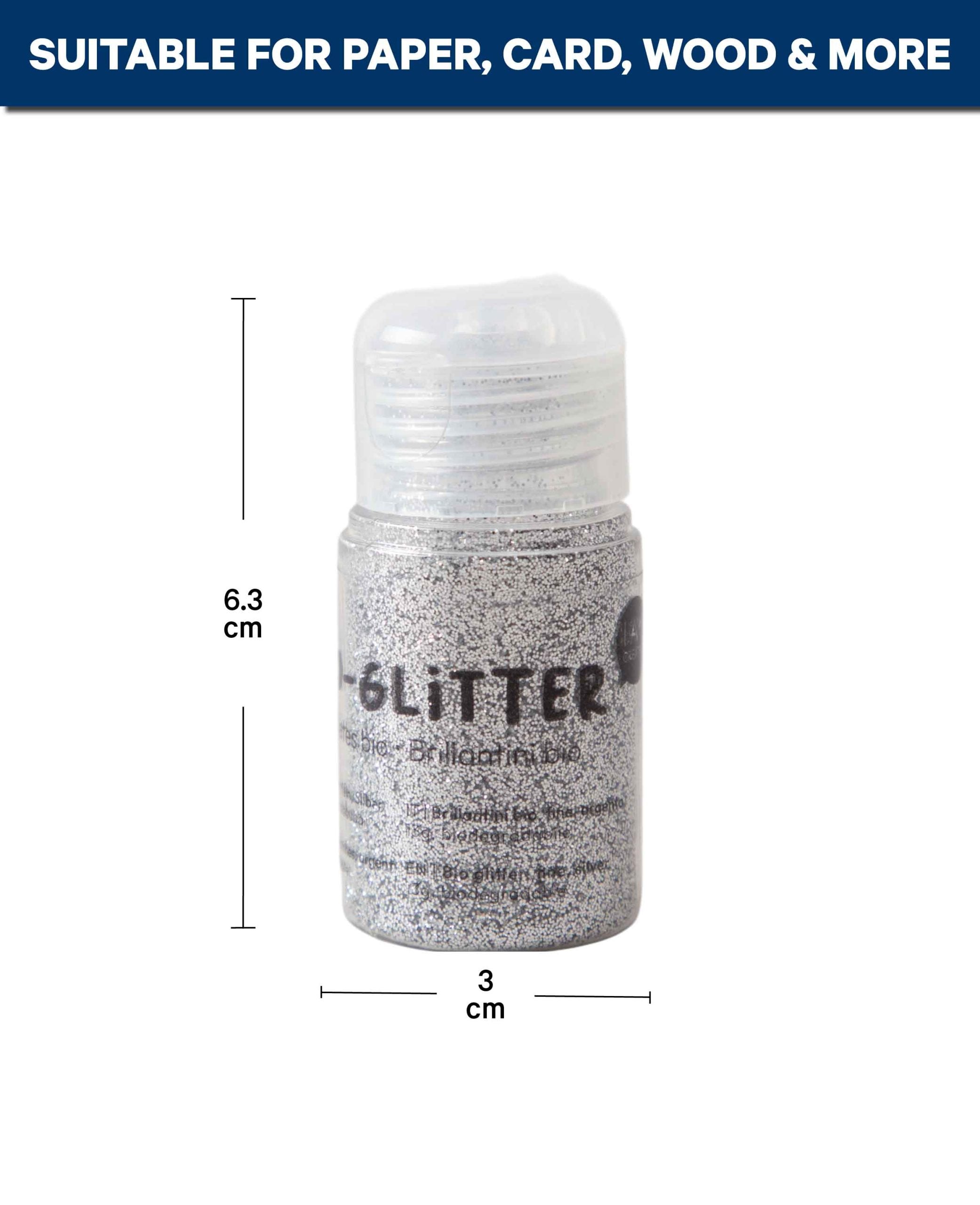 Bio-Glitter, Glitzer Silber, biologisch abbaubar, 15 g