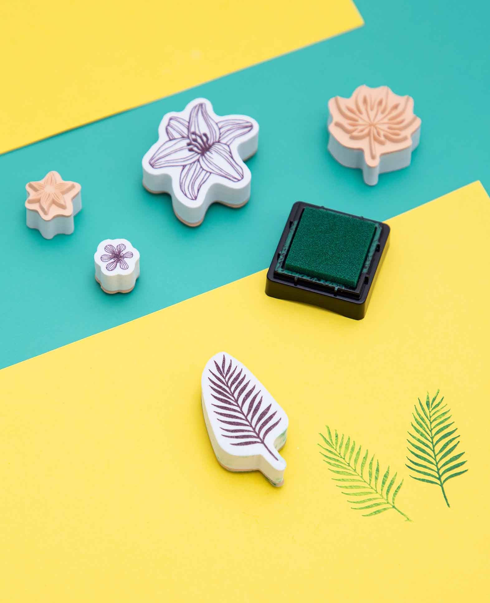 Set de tampons Jungle, avec encreur, env. 1,5 x 5 cm, 29 pces.
