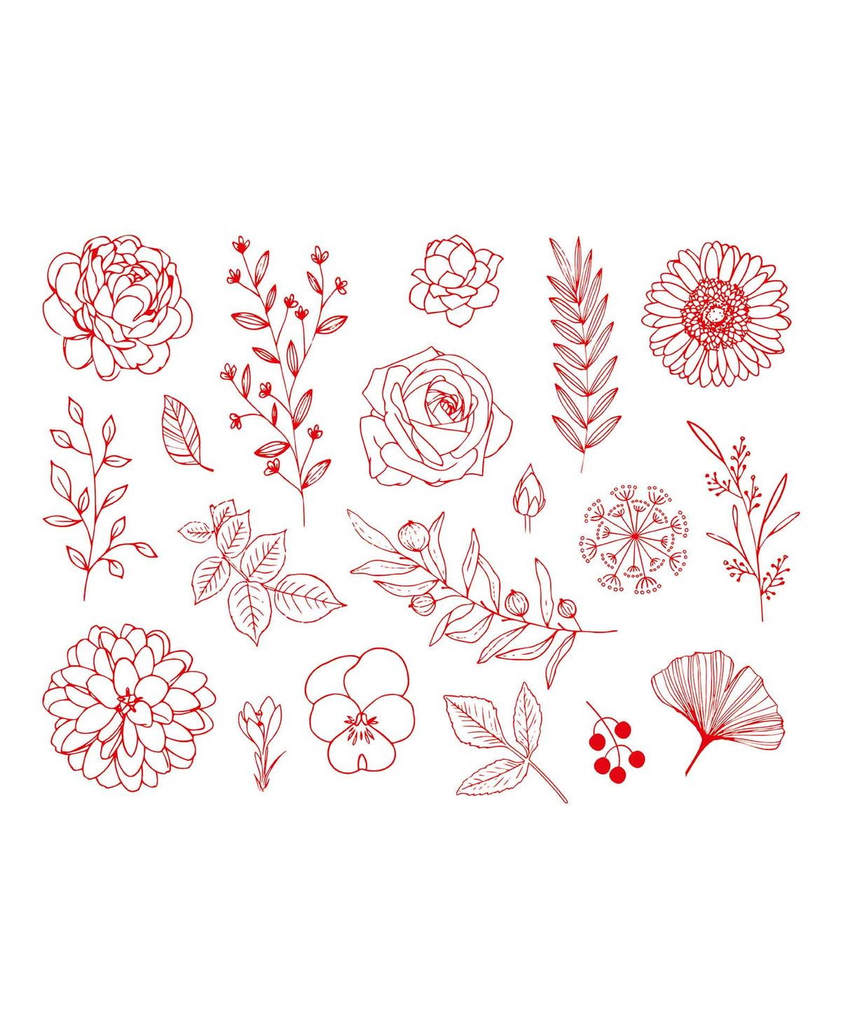 Textilstempelset Blumen & Blätter, inkl. Stempelkissen, 20 Stk.