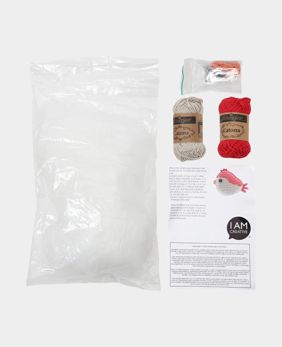 Amigurumi / Crochet Kit Bird Set, Red, incl. Instructions