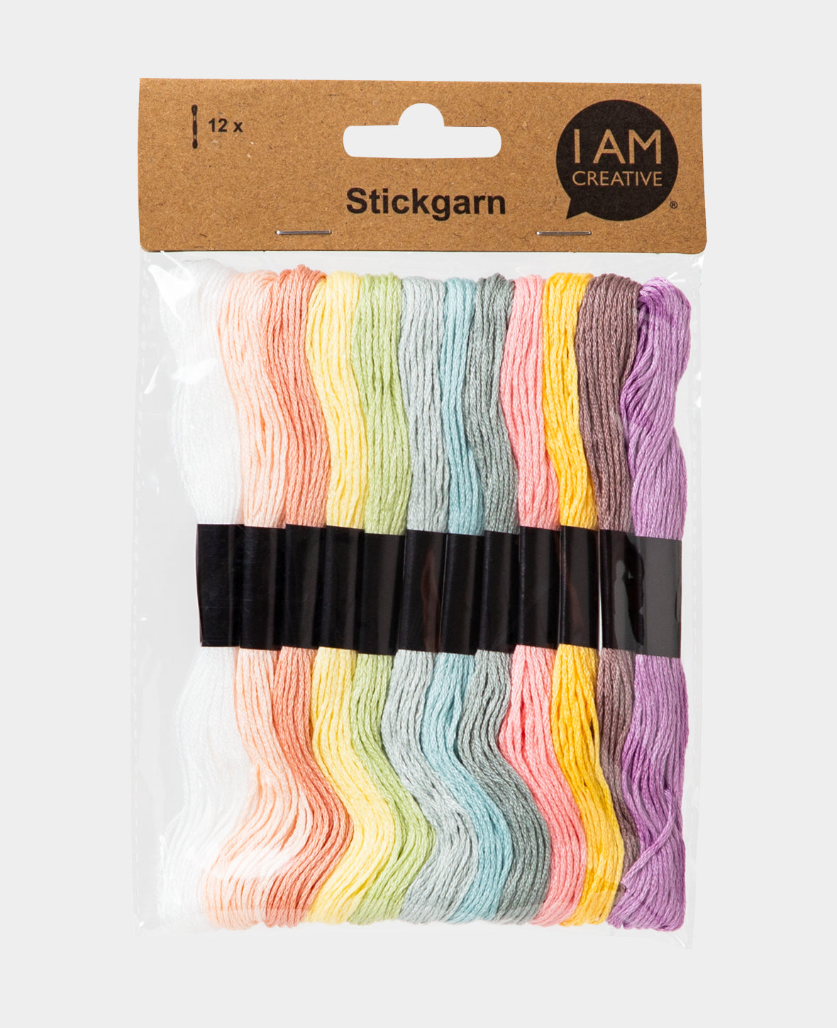 Stickgarn Pastelltöne, ø 1 mm x 8 m, Stickfaden aus Polyester und Baumwolle zum Sticken, Häkeln Knüpfen, Flechten oder Basteln, Bunt, 12 Stück