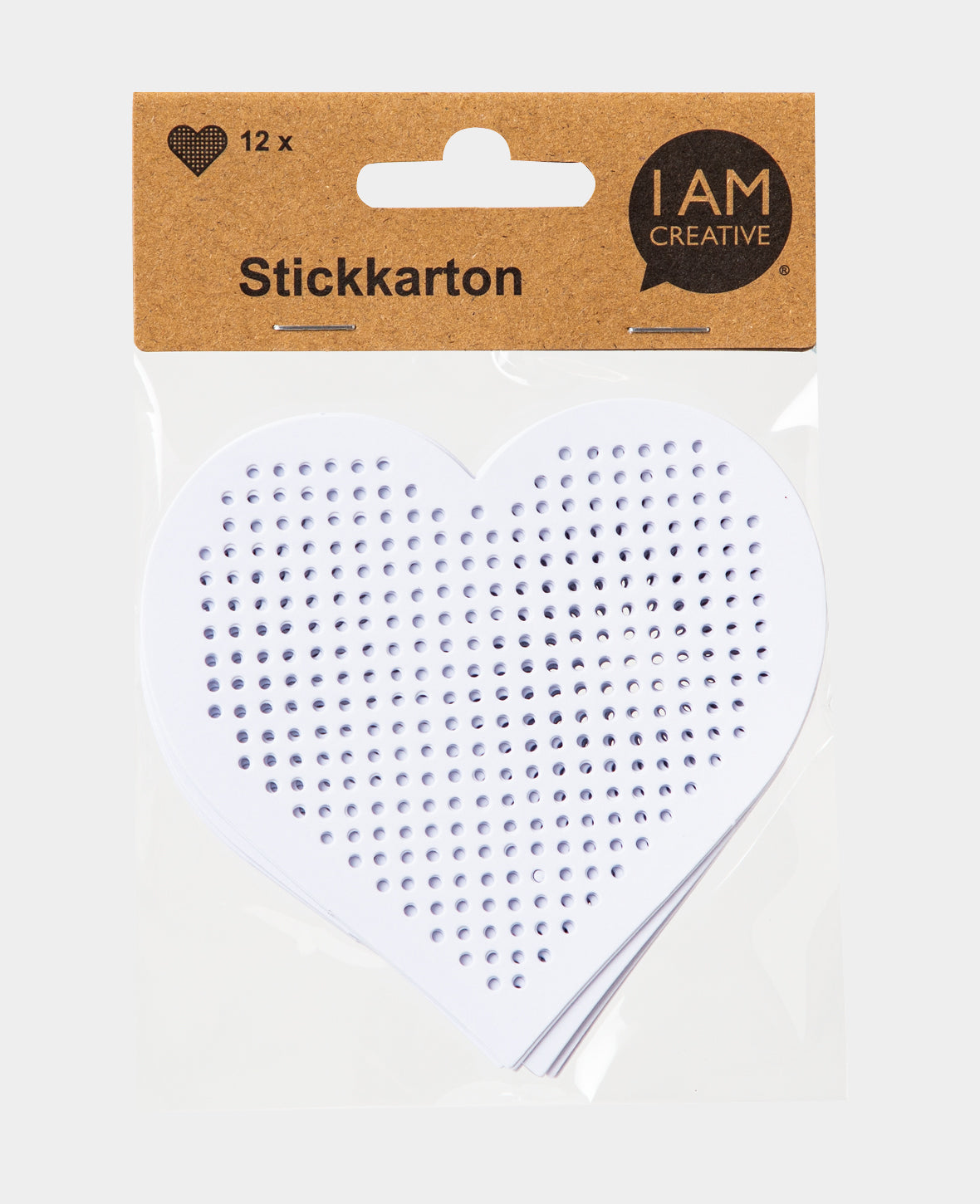 Stickkarton Herz, 10.5 x 10.5 cm, Weiss, 12 Stk.