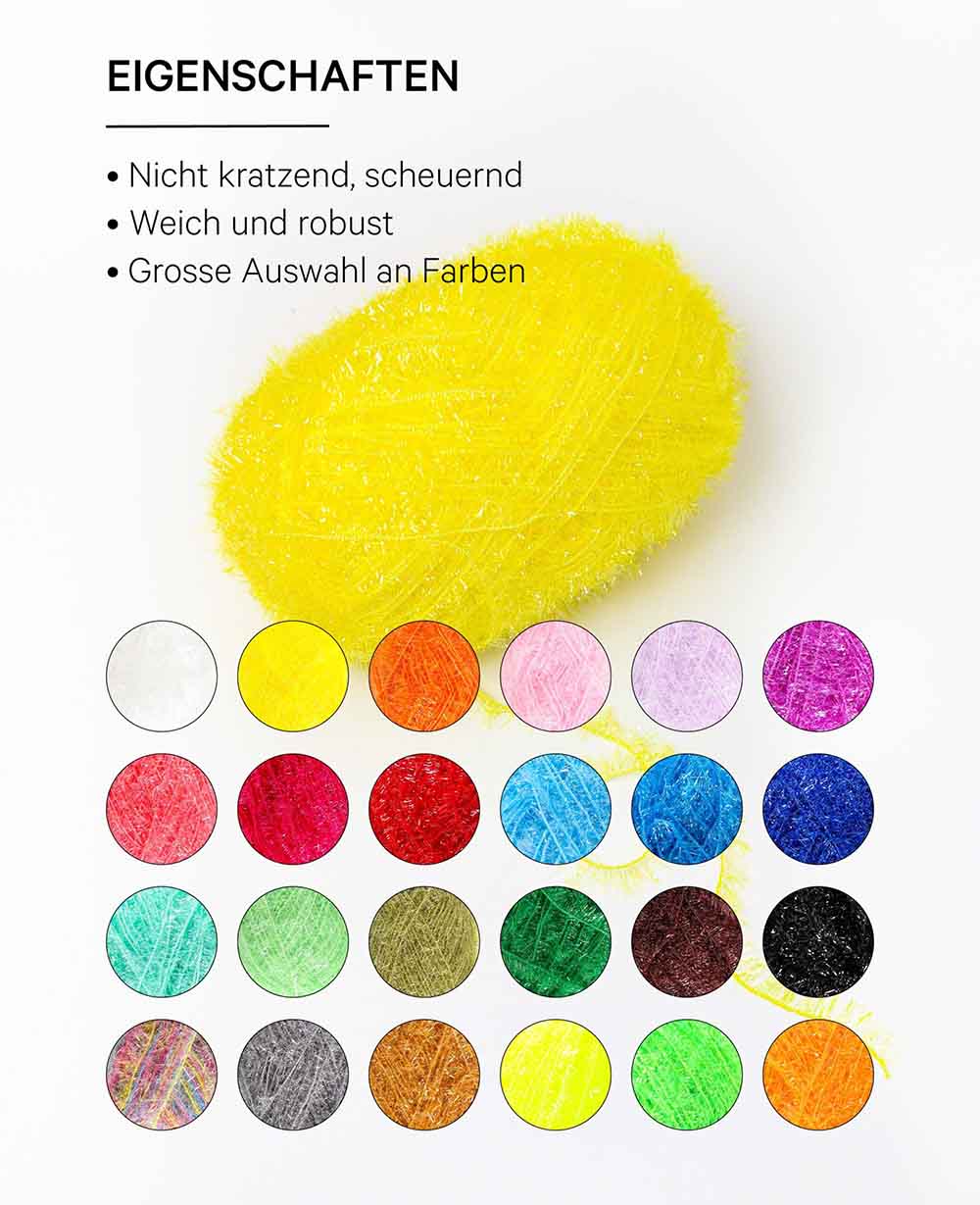 Scrubbi, fil pour crocheter et tricoter des éponges, jaune, 50 g, 90 m