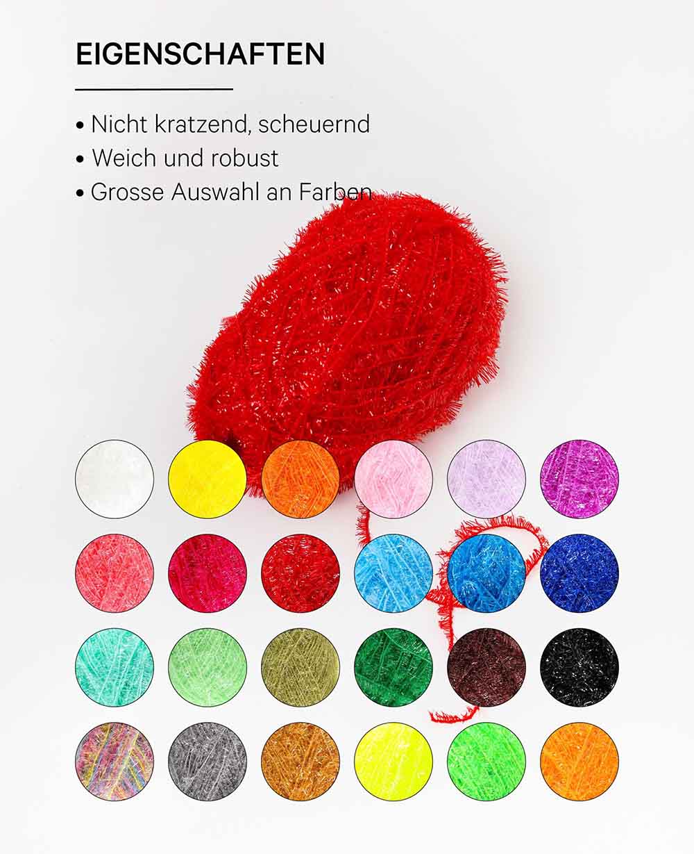 Scrubbi, fil à crocheter et tricoter des éponges, rouge, 50 g, 90 m