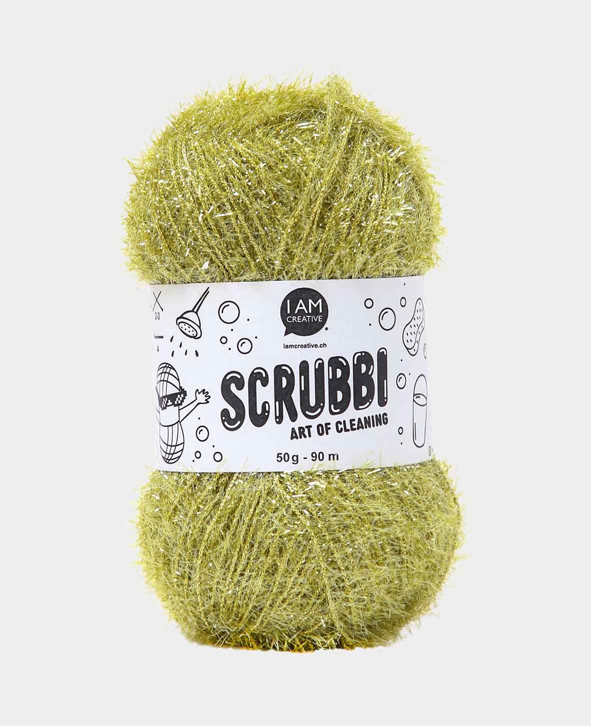 Scrubbi, Garn zum Häkeln & Stricken von Spülschwämmen, olivegrün, 50 g, 90 m