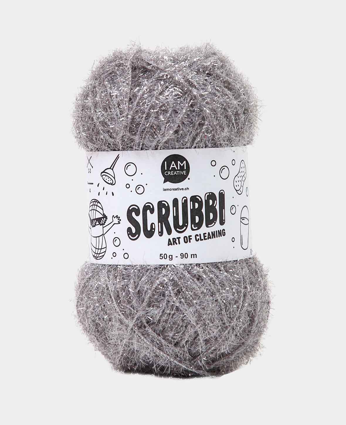 Scrubbi, Garn zum Häkeln & Stricken von Spülschwämmen, silber, 50 g, 90 m