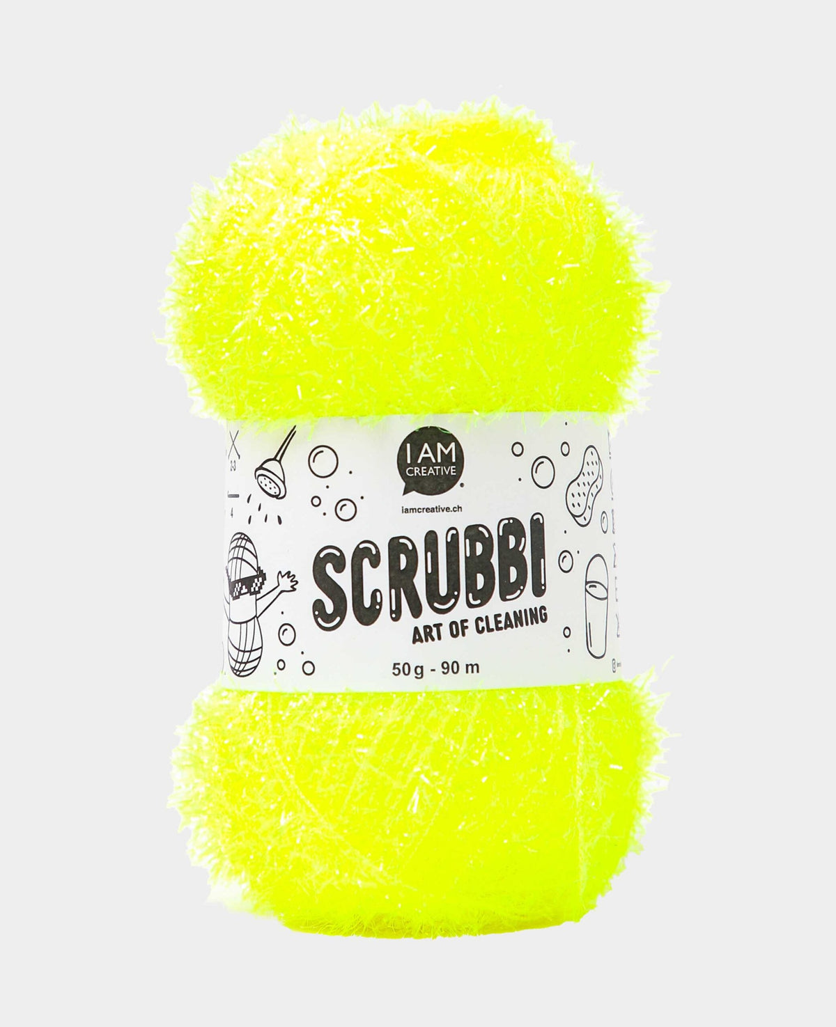 Scrubbi, Garn zum Häkeln & Stricken von Spülschwämmen, neongelb, 50 g, 90 m