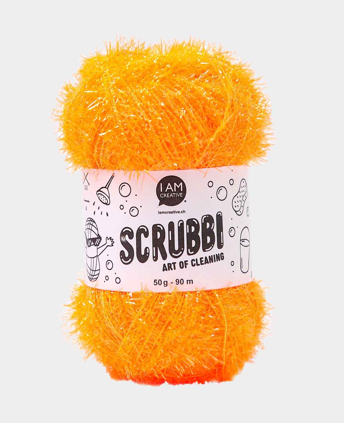 Scrubbi, Garn zum Häkeln & Stricken von Spülschwämmen, neonorange, 50 g, 90 m