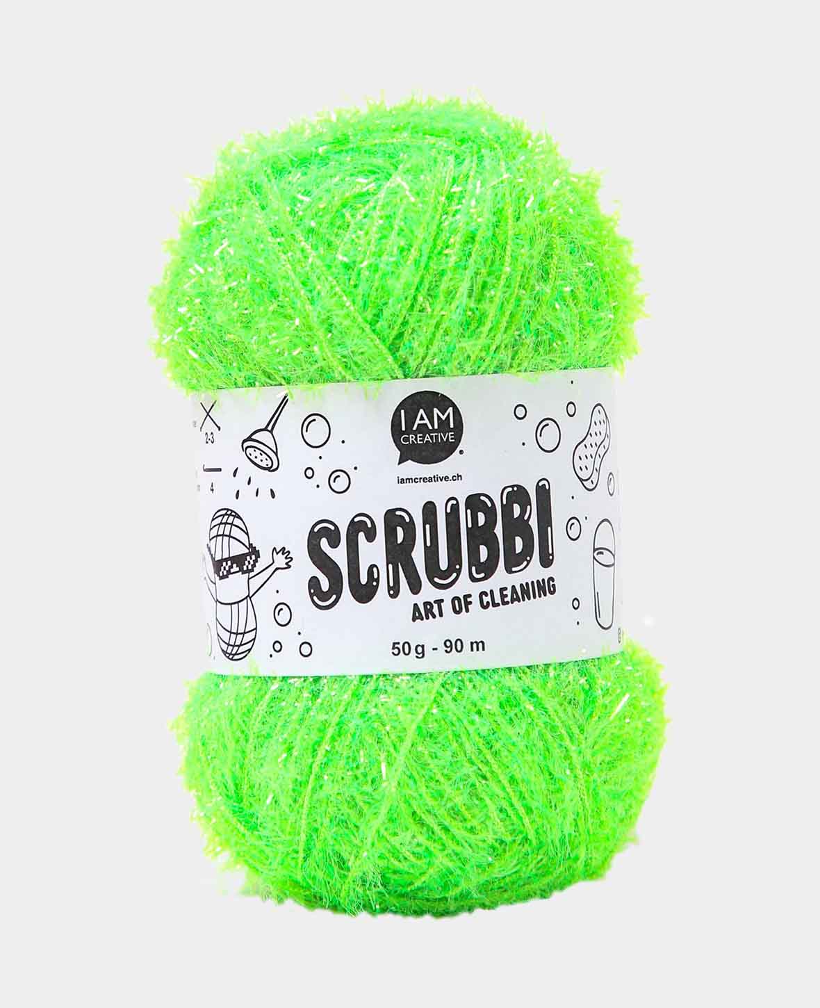 Scrubbi, Garn zum Häkeln & Stricken von Spülschwämmen, neongrün, 50 g, 90 m