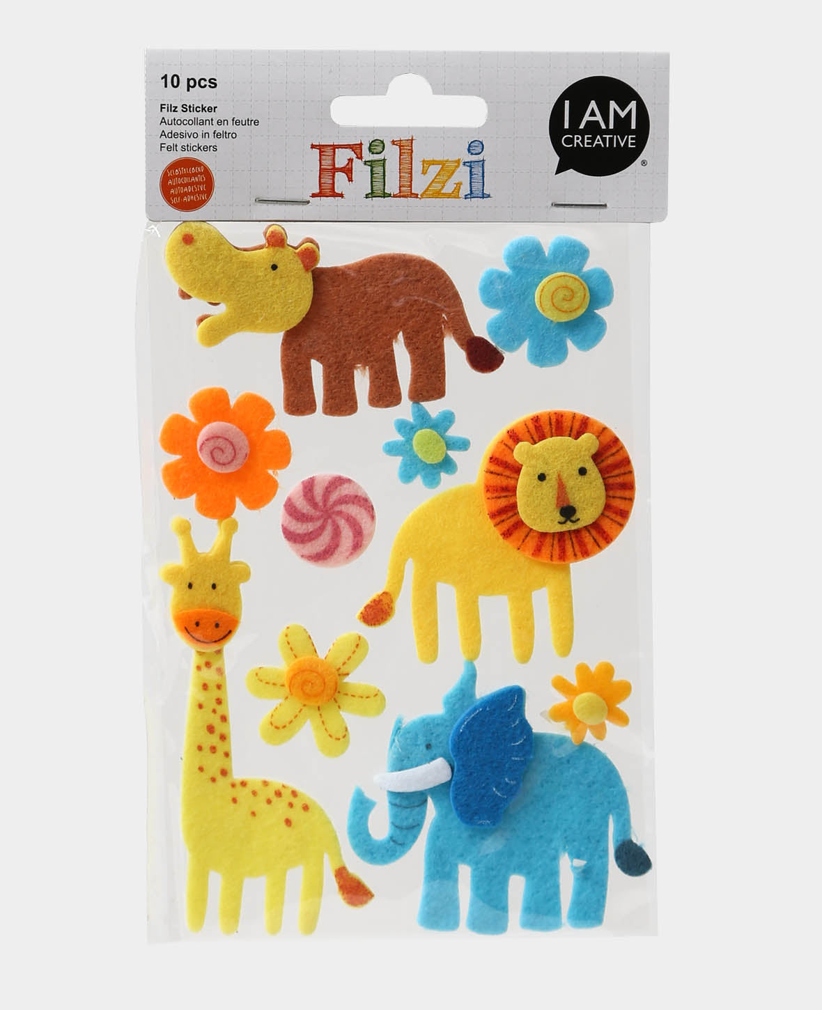 Felt Stickers Jungle, ø 2 - 9.5 cm, 10 pcs