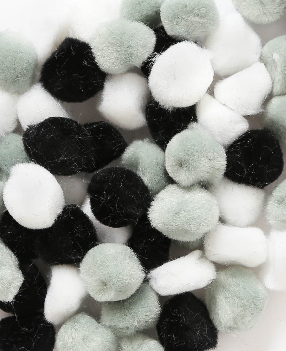 Pompons, Schwarz, Weiss & Grau, ø 10 mm, 100 Stk.