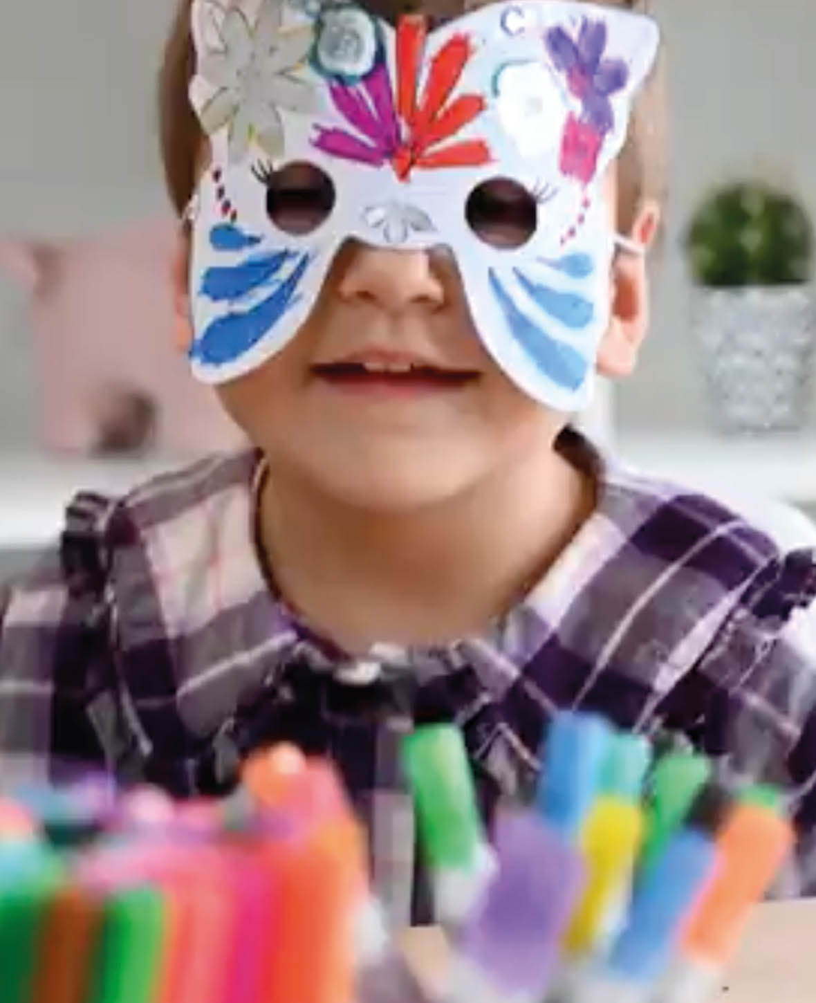Princess Mask Set, Children's Cardboard Masks with Elastic Band, White, approx. 18 x 19 cm, 12 pcs.