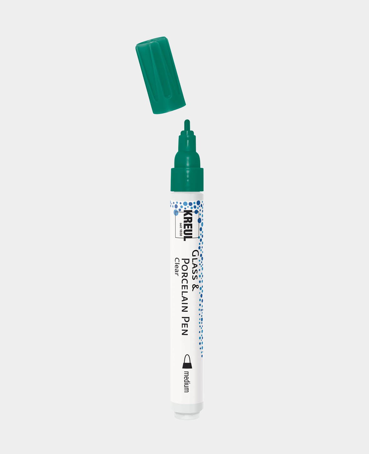 KREUL Glass & Porcelain Pen, Transparent / Dark Green, Line Width 2 - 4 mm