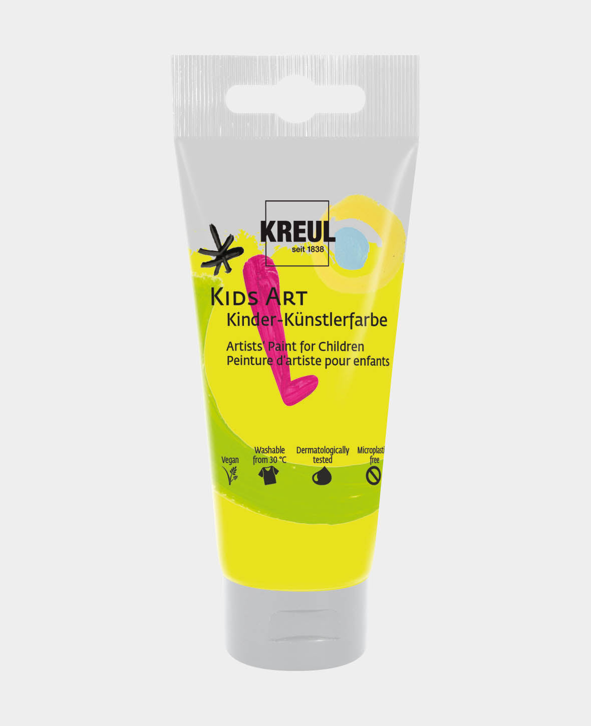 KREUL Kids Art Kinder-Künstlerfarbe, Fluoreszierend Gelb, 75 ml, 1 Tube