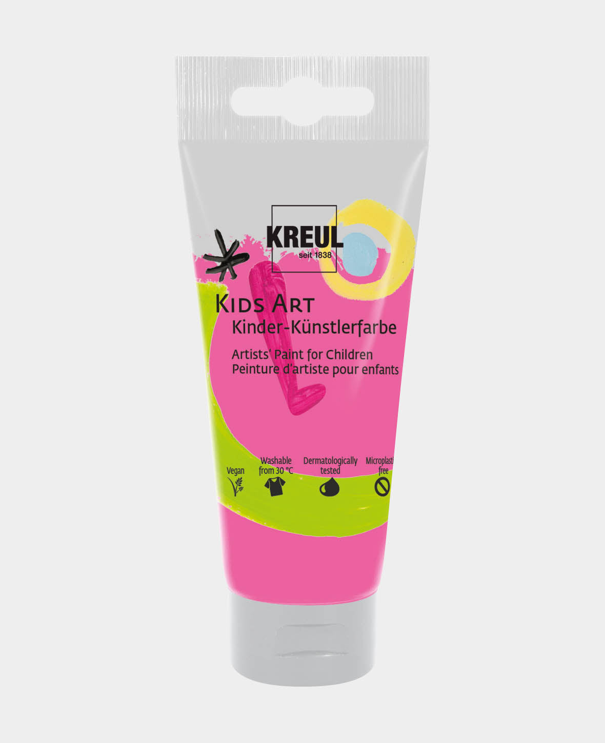 KREUL Kids Art Kinder-Künstlerfarbe, Fluoreszierend Pink, 75 ml, 1 Tube