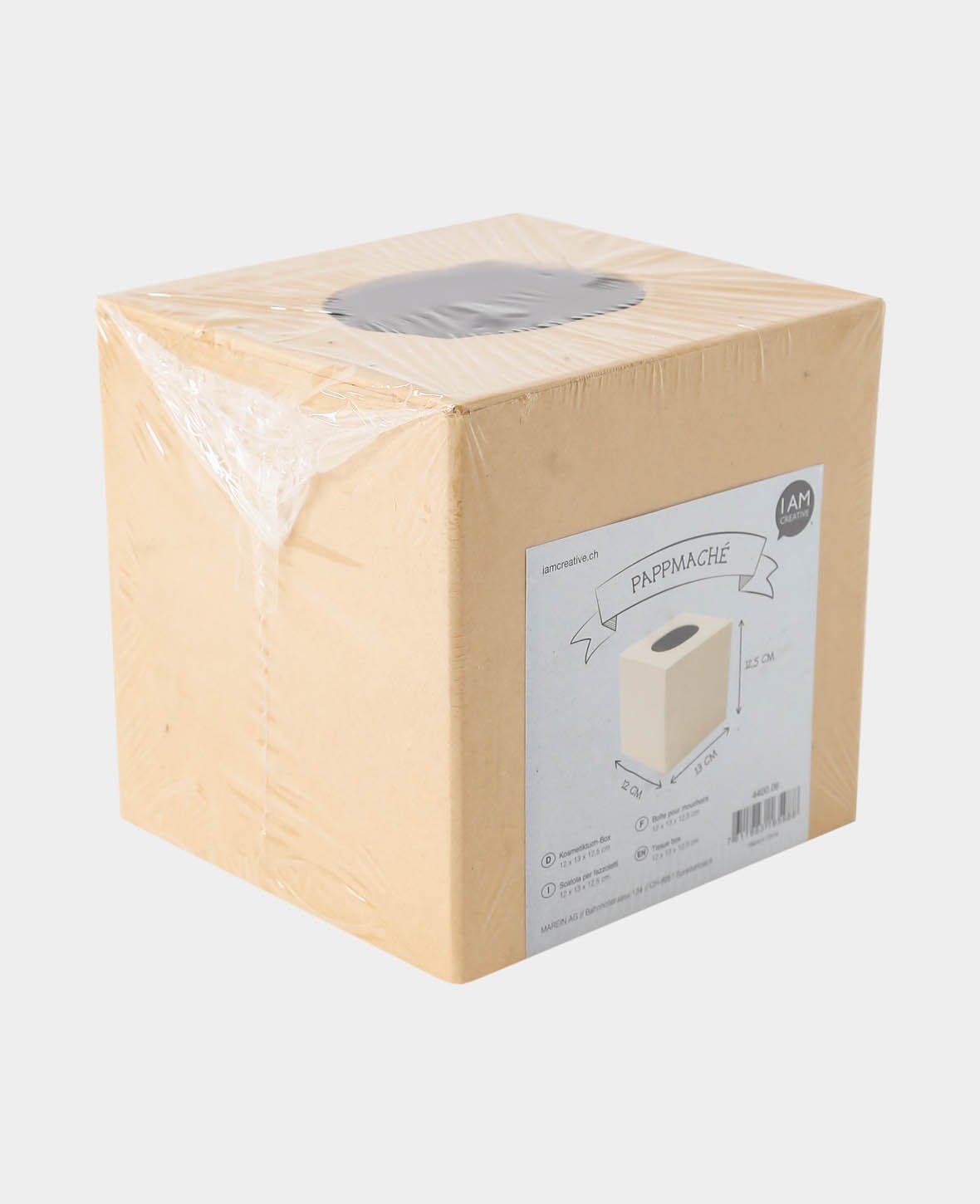 Pappmaché Kosmetiktuchbox, Braun, 13 x 12 x 12.5 cm, 1 Stk.