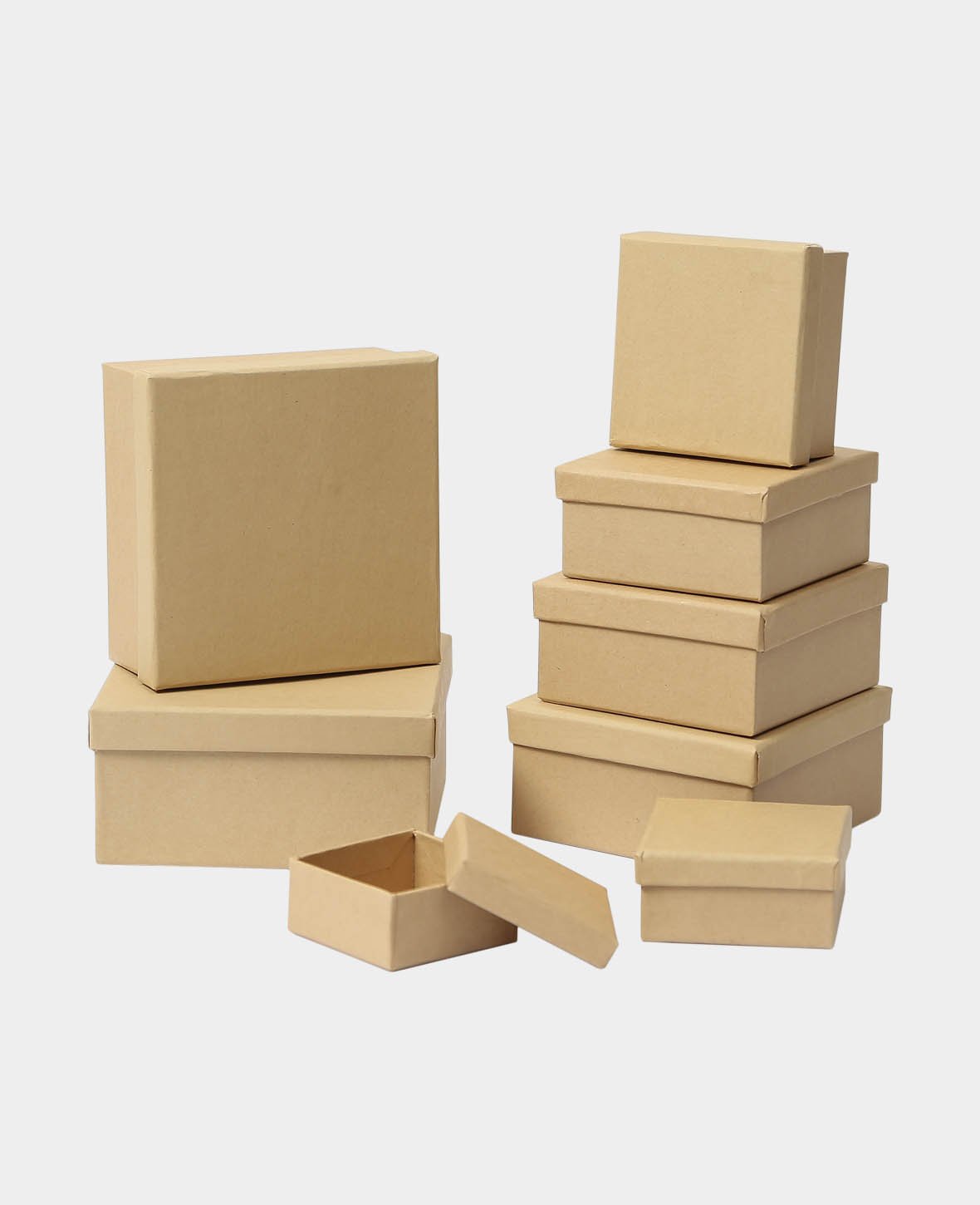 Pappmaché Verpackungen Quadrat, 6.5 bis 13.5 cm, 8 tlg.