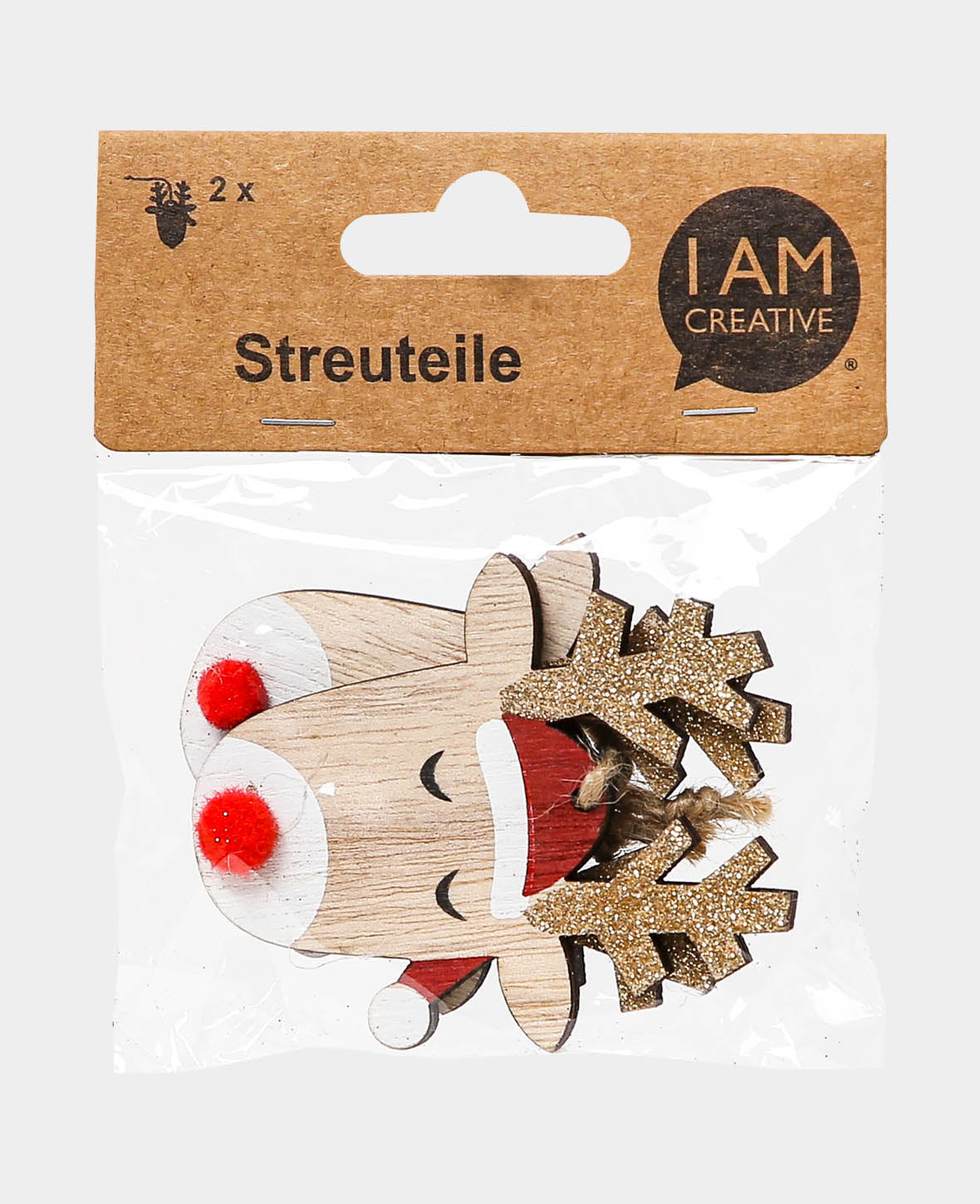 Streuteile Rentier III, Braun, 6.3 x 7.6 cm, 2 Stk.