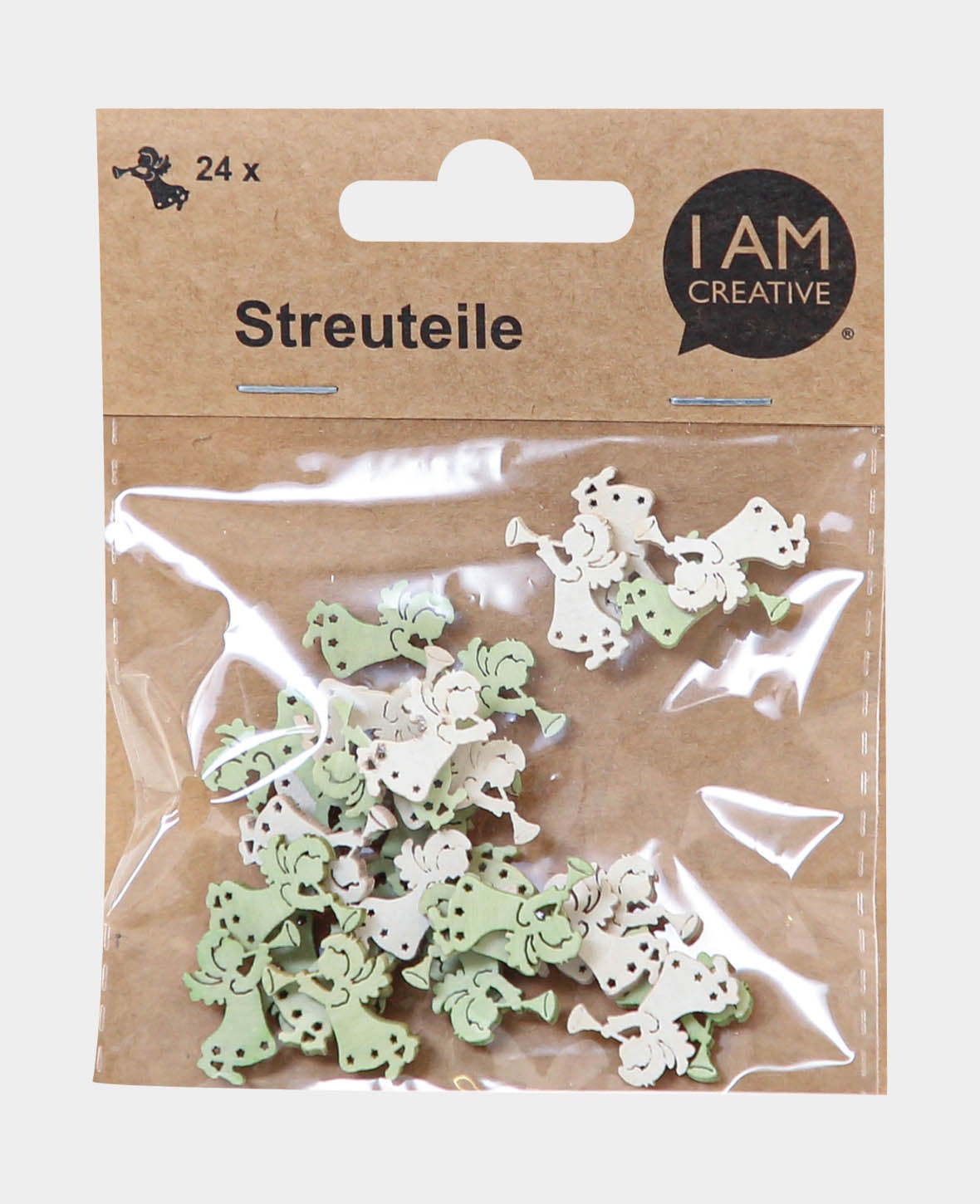 Streuteile Engel, Weiss & Hellgrün, ca. 2 cm, 24 Stk.