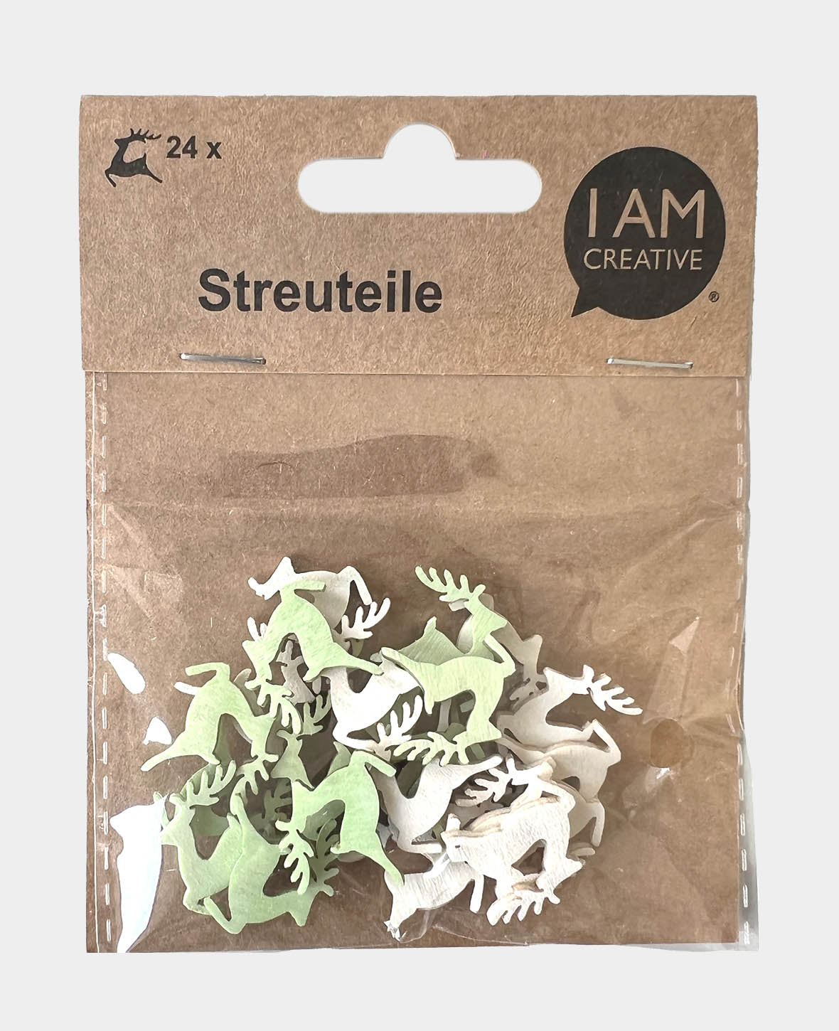 Streuteile Rentier, Weiss & Lindgrün, ca. 2 cm, 24 Stk.
