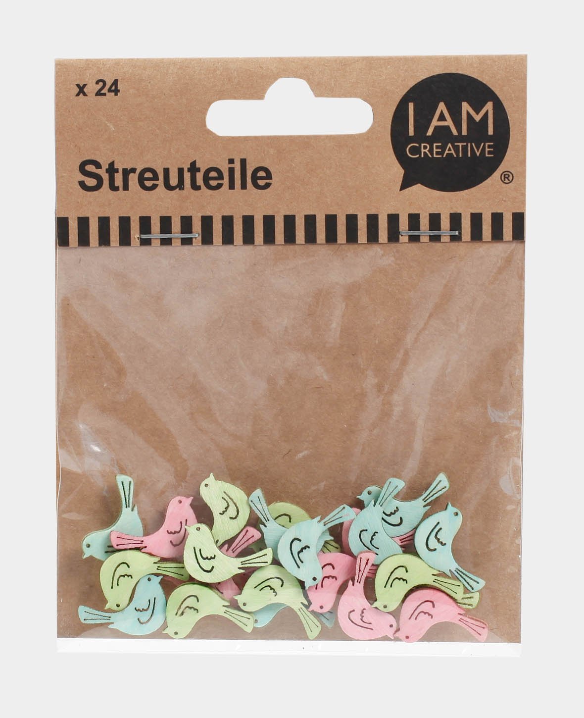 Streuteile Vogel pastell, 24 Stk.