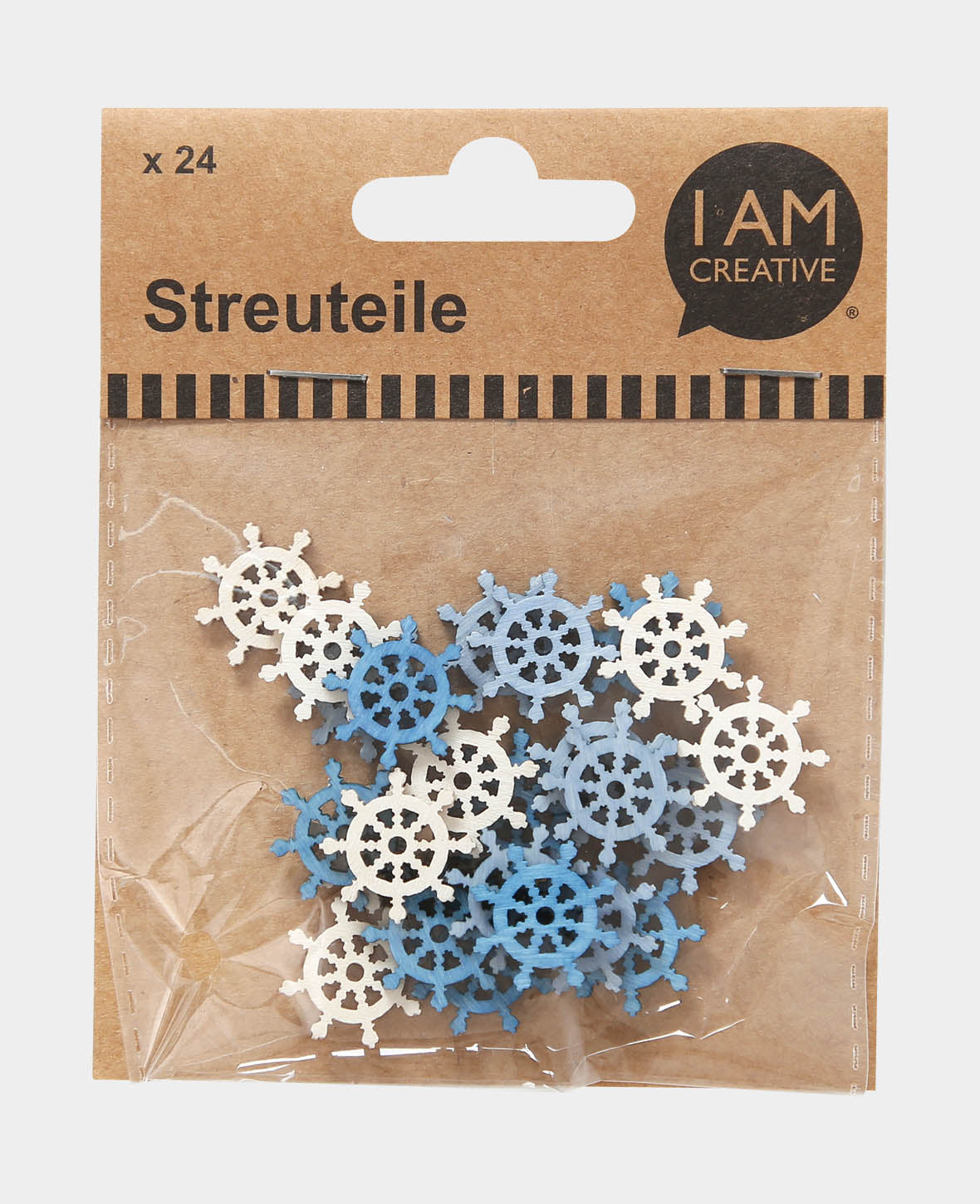 Streuteile Schiffsrad blau / weiss, 24 Stk.