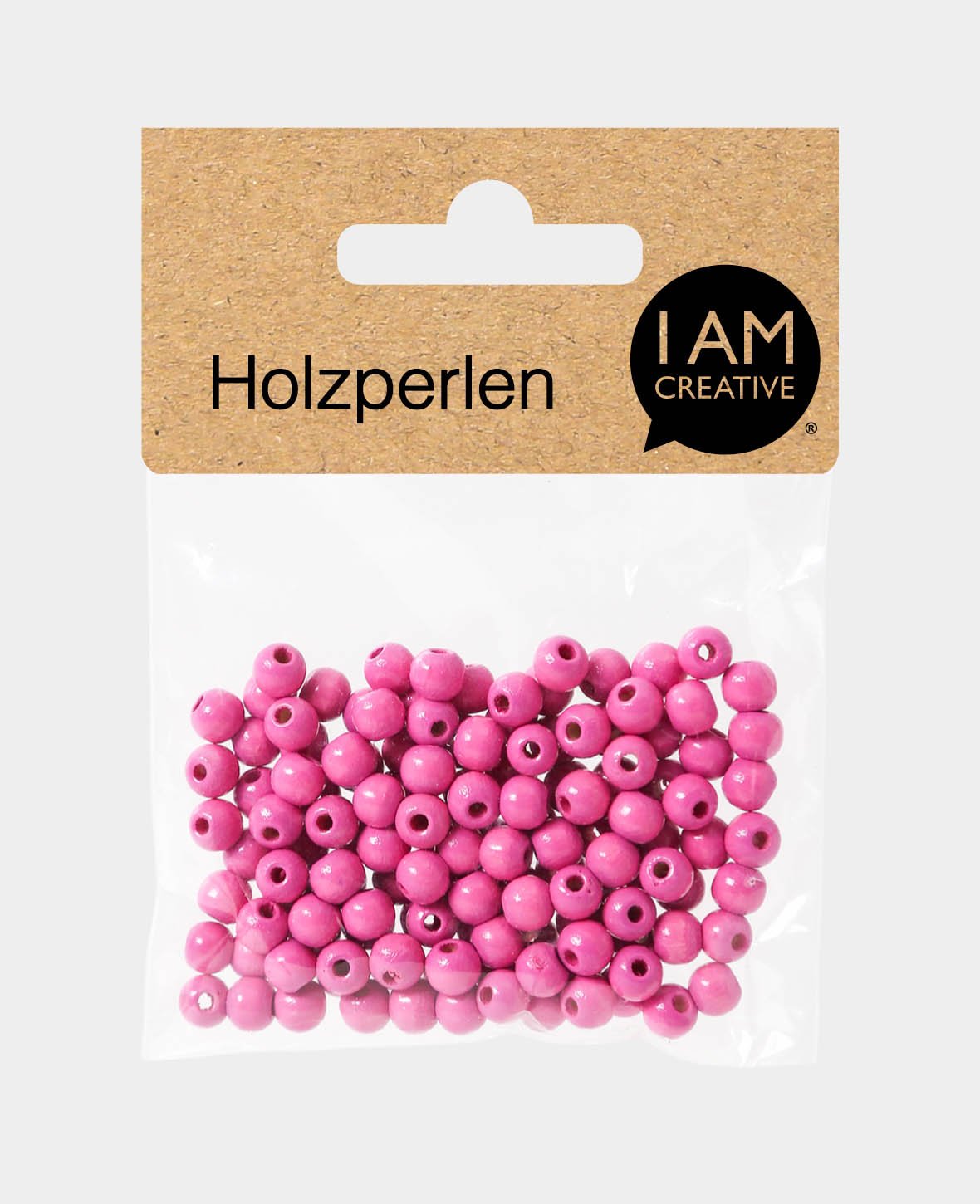 Wooden beads, 6 mm dia., pink, 125 pcs.