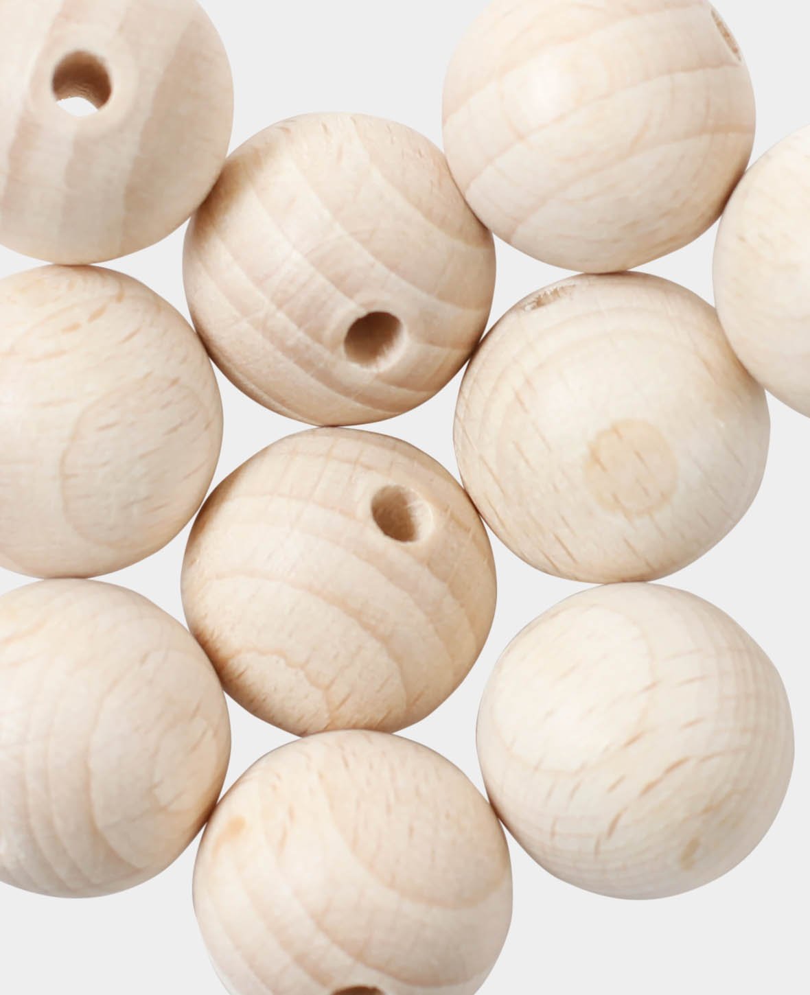 Rohholzkugeln Ø 18 mm, mit Ø 4 mm Bohrung, Natur, 10 Stk.