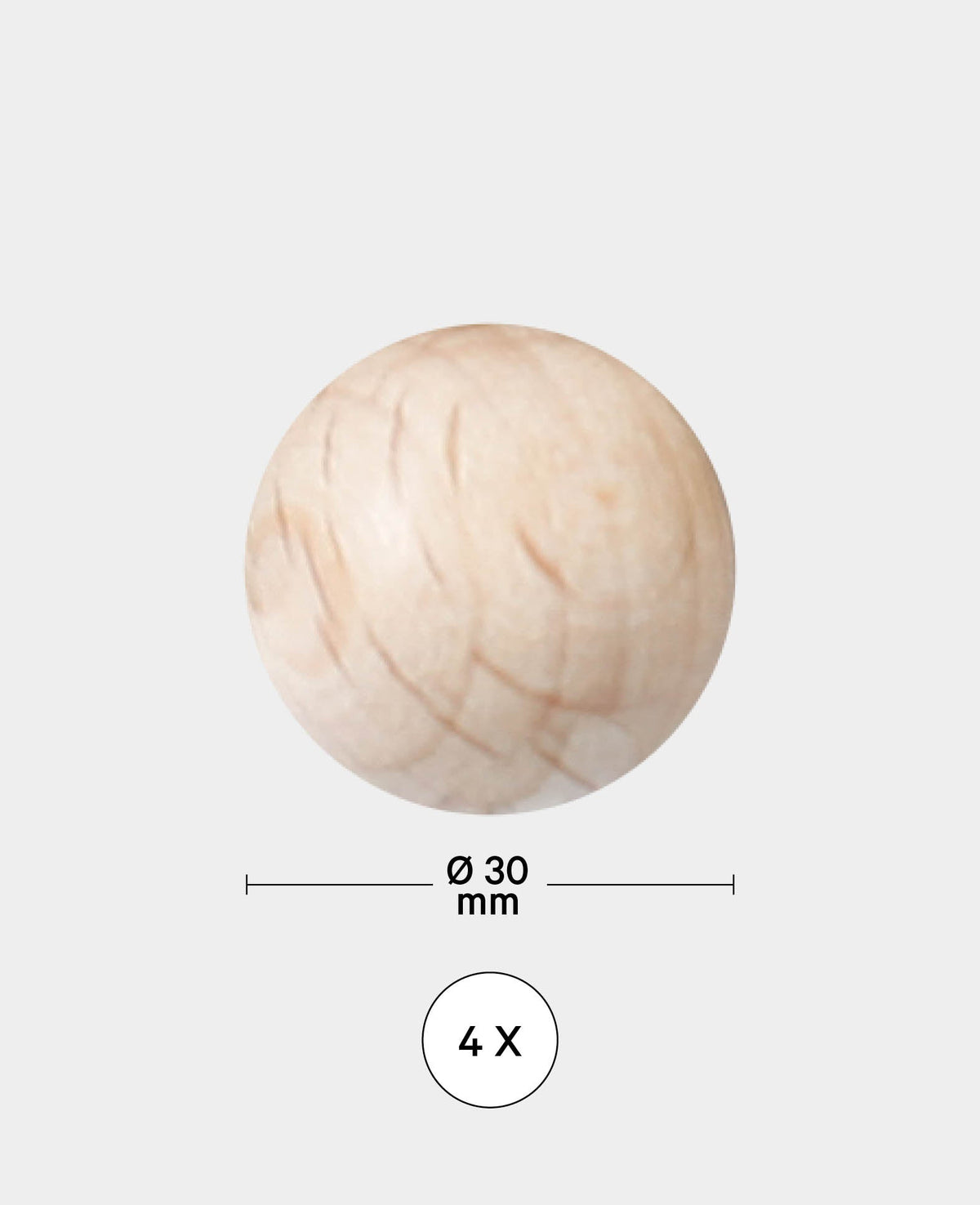 Boules en bois brut Ø 30 mm, naturel, 4 pces.