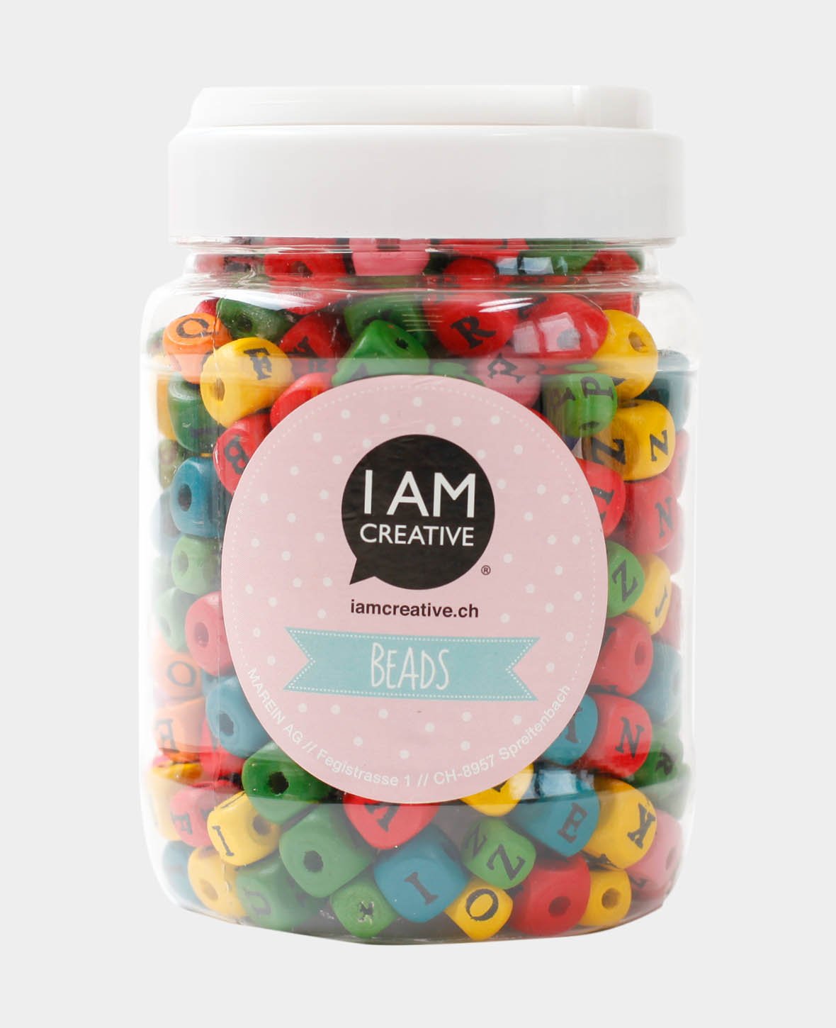 Wooden Beads Set ABC, 13 mm, Colorful, approx. 250 pcs.