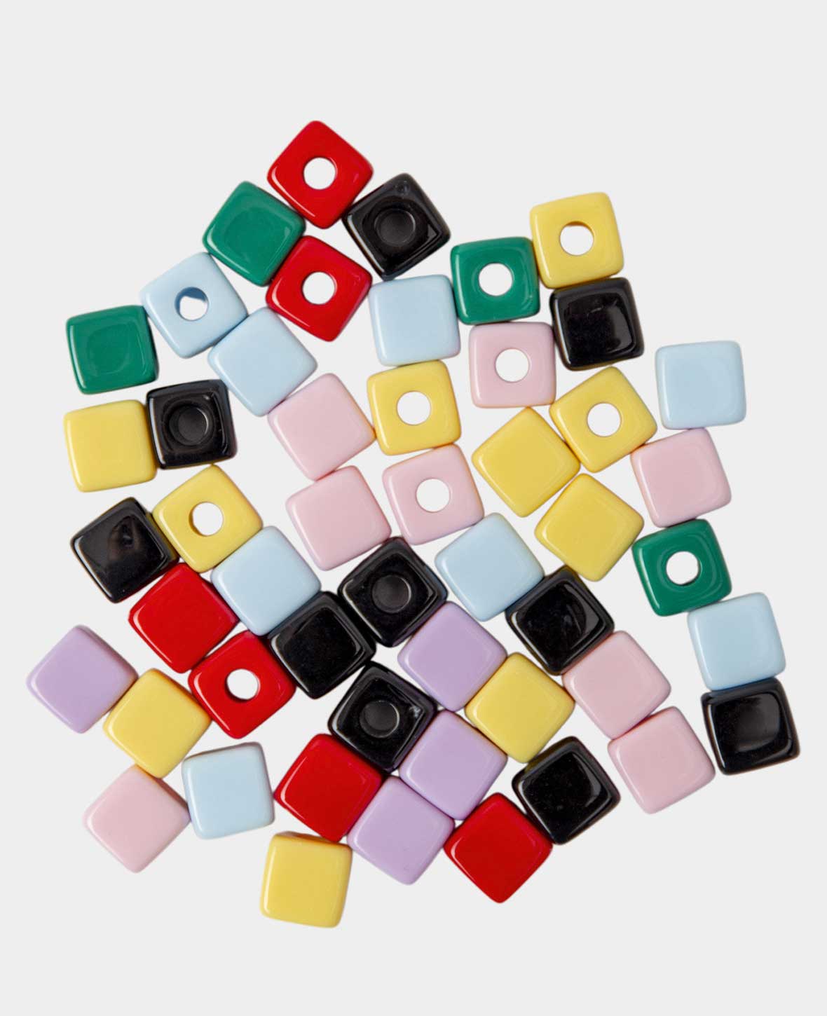 Schmuckperlen – Square, Bunt, 1x1 cm, 50 Stk.