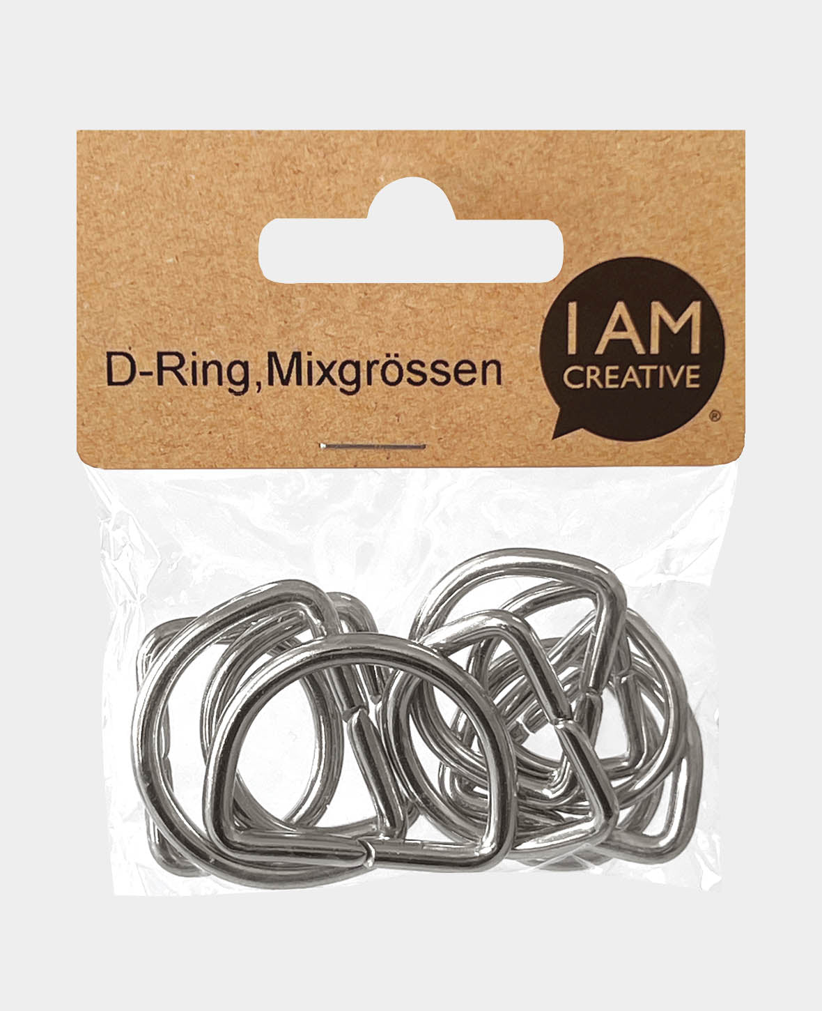 D-ring, silver, 32 x 22 mm, 6 pcs.