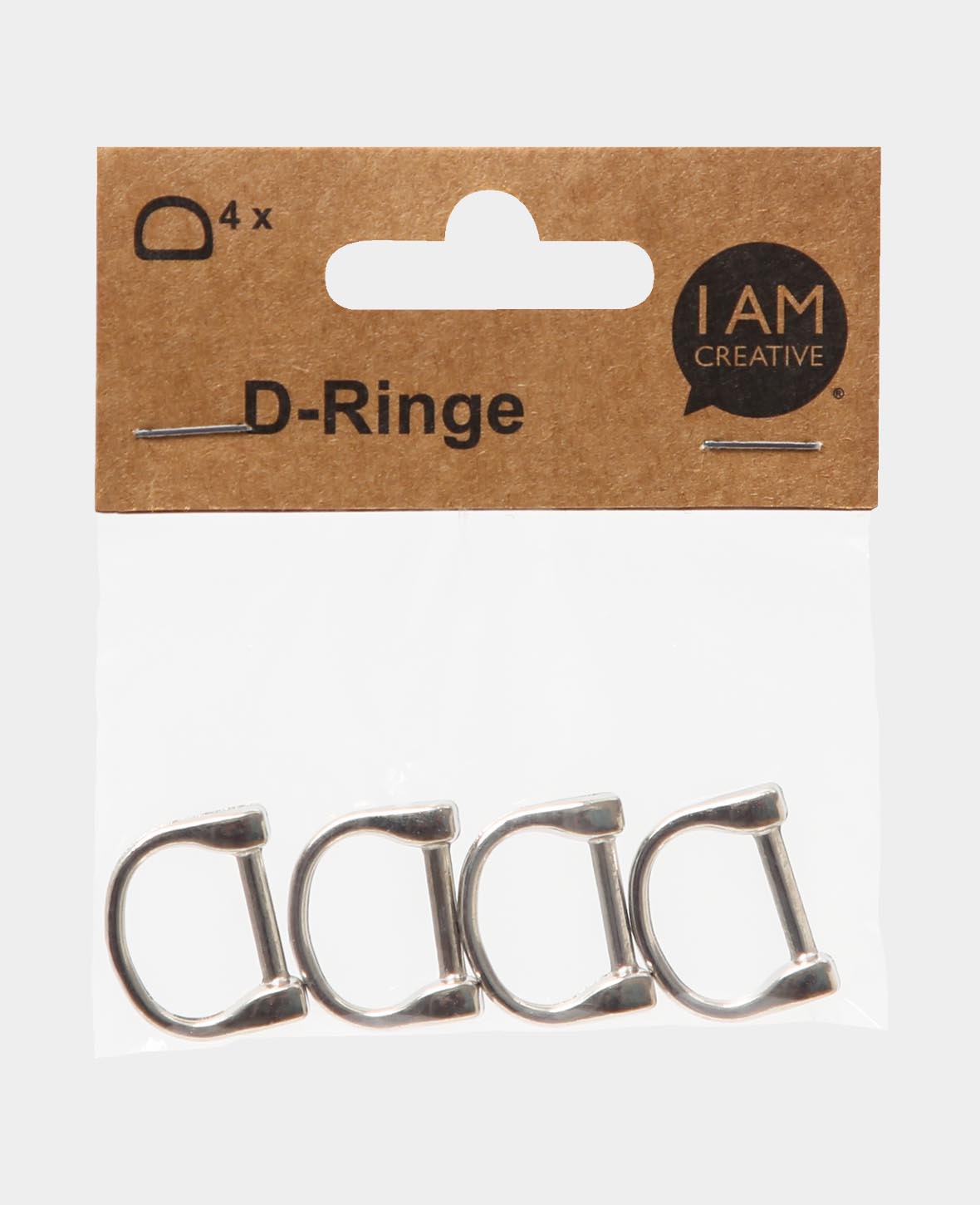 D-ring, silver, 24 x 19 mm, 4 pcs.