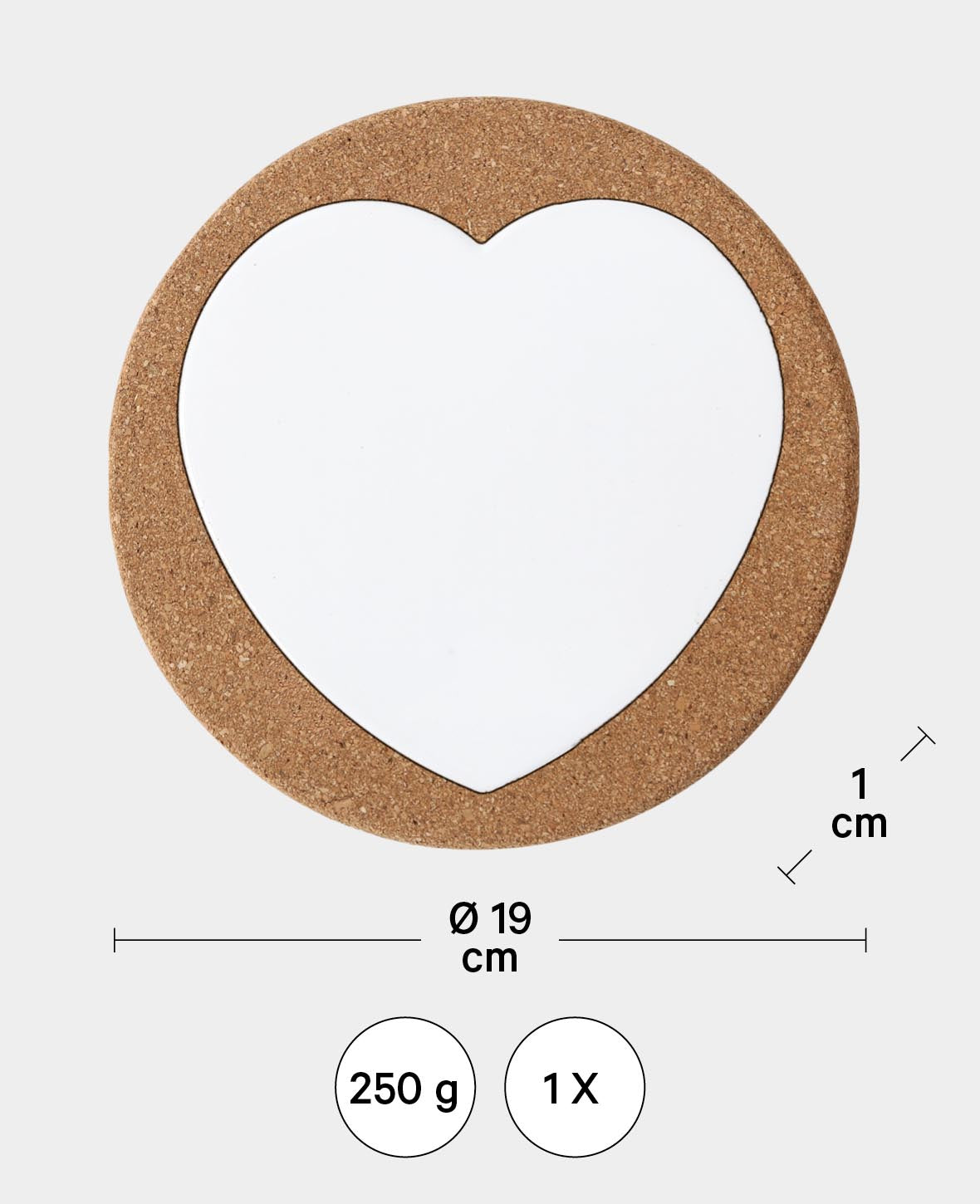 Korkuntersetzer Herz, ø 19 cm, 5 Stk.