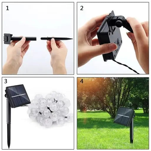 LED Solar Lichterkette mit Kugeln, IP65 - Warmweiss, 7m