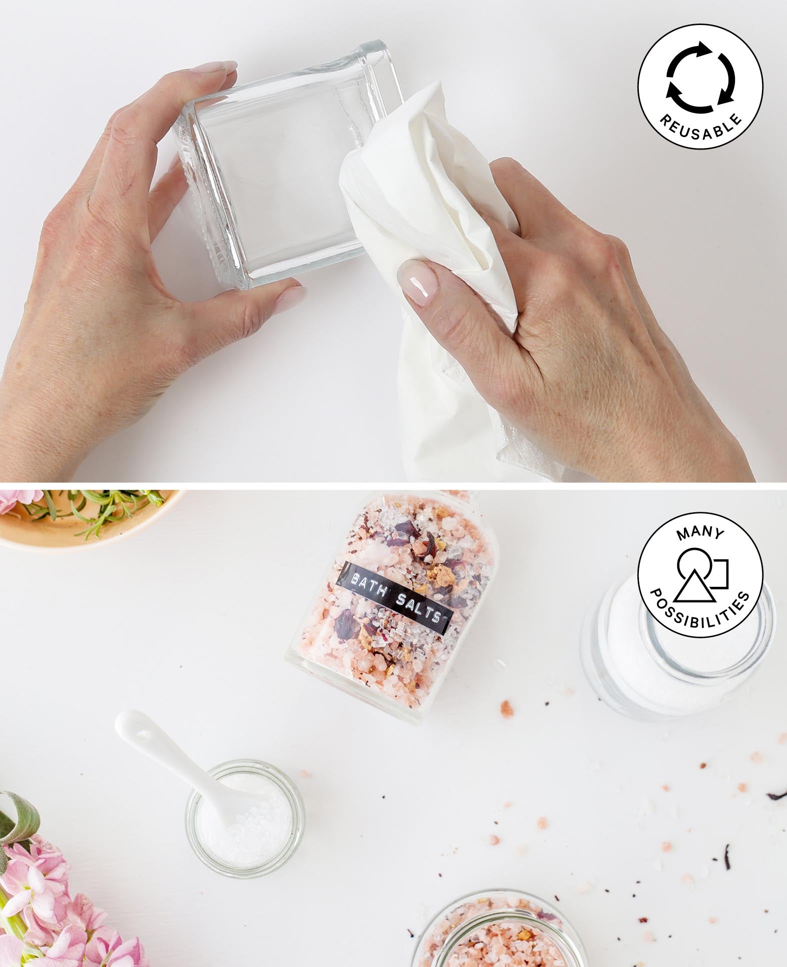 Mini Flaschen mit Korkzapfen, ø 2 x 3 cm, Glasfläsc, Transparent, 6 Stk.