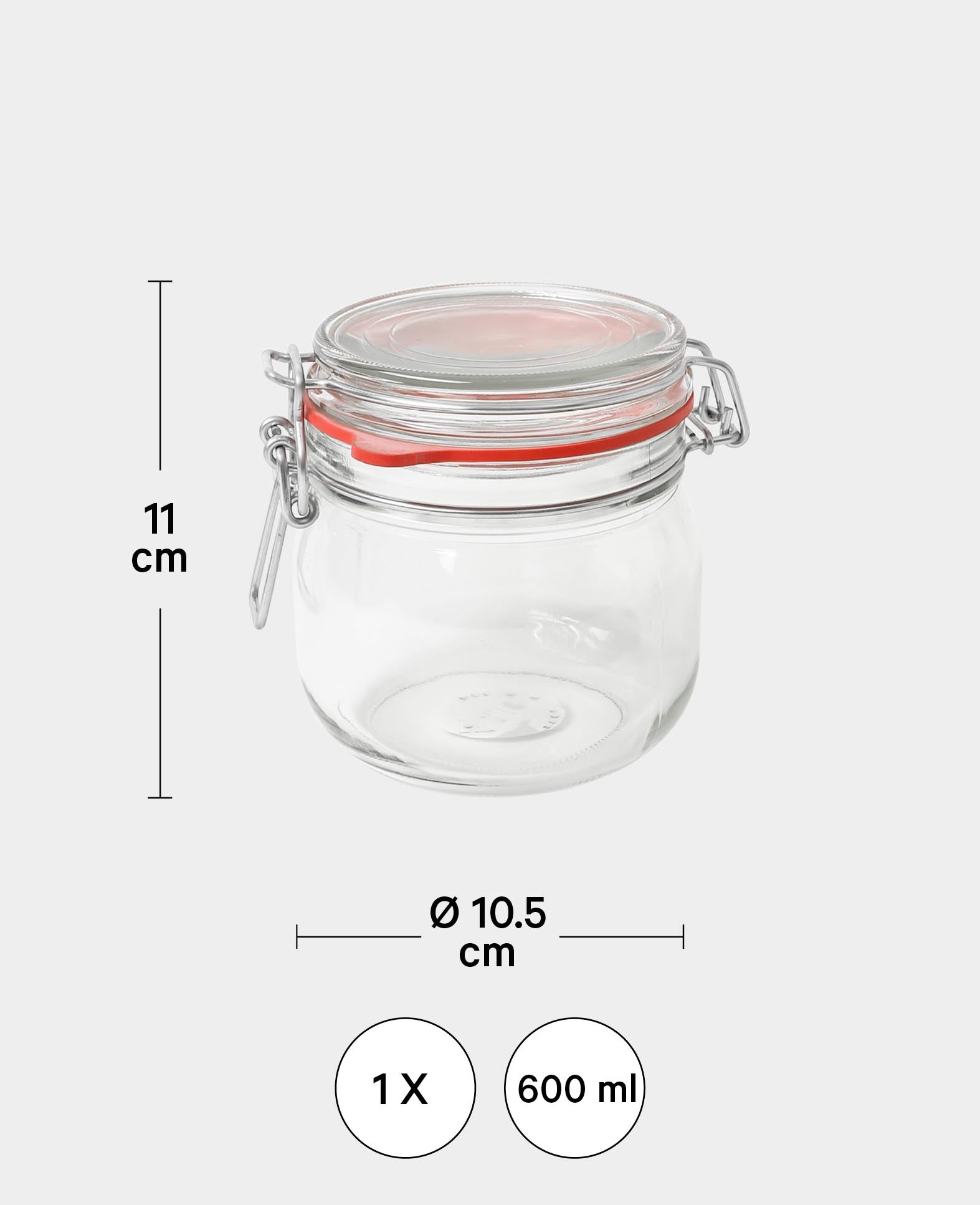 Storage jar with swing top, ø 10.5 x 11 cm, capacity 600 ml