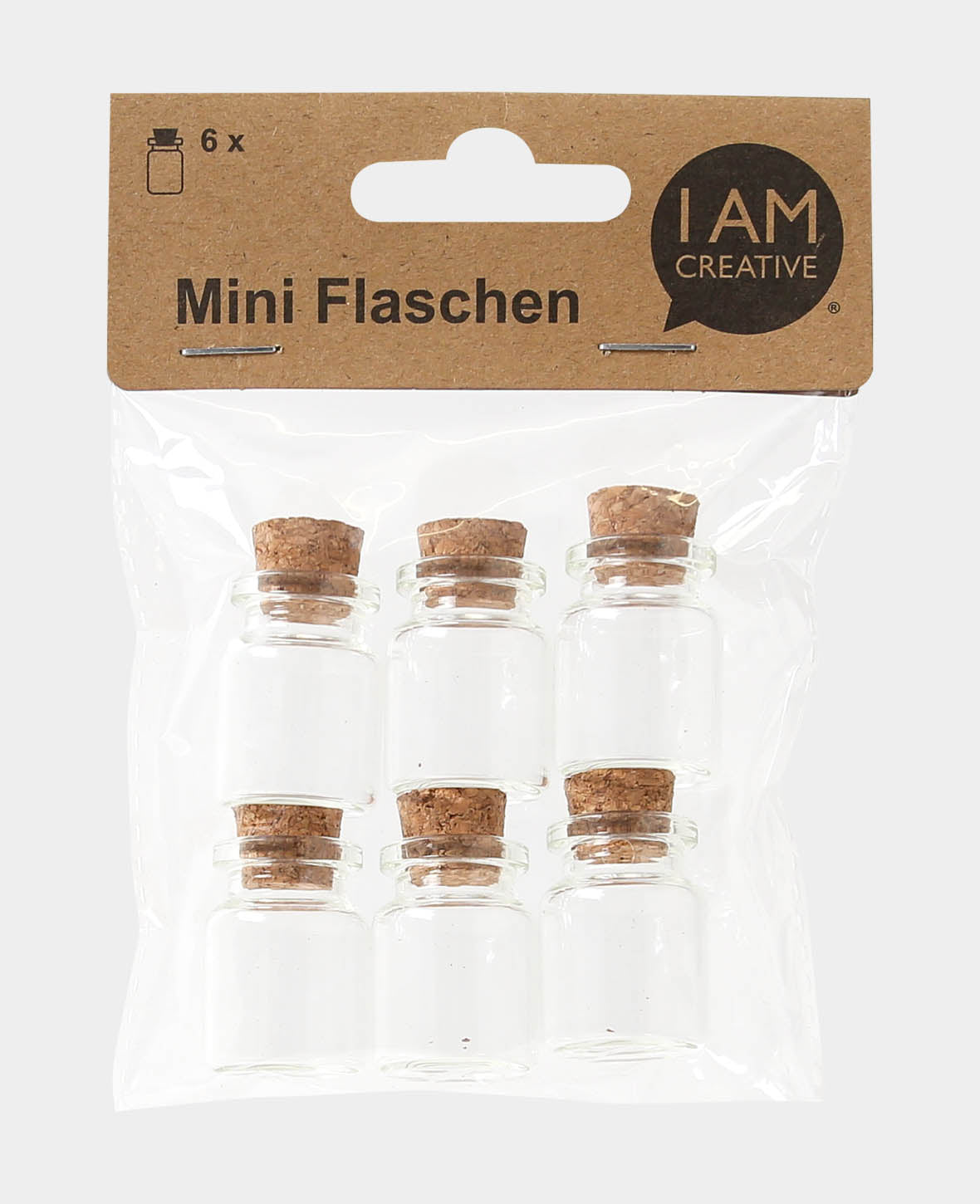 Mini bottles with cork stoppers, ø 2 x 3 cm, glass bottles, transparent, 6 pcs.
