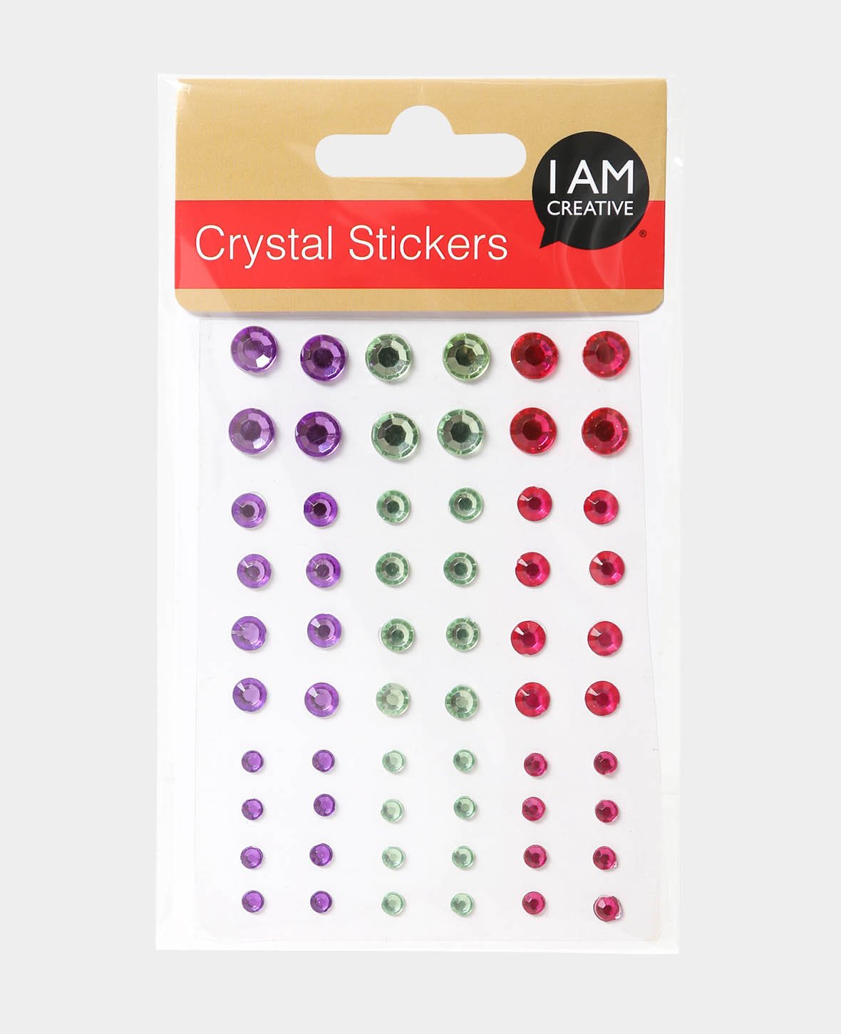 Set de stickers en cristal II, multicolore, env. ø 4-8 mm, 60 pcs