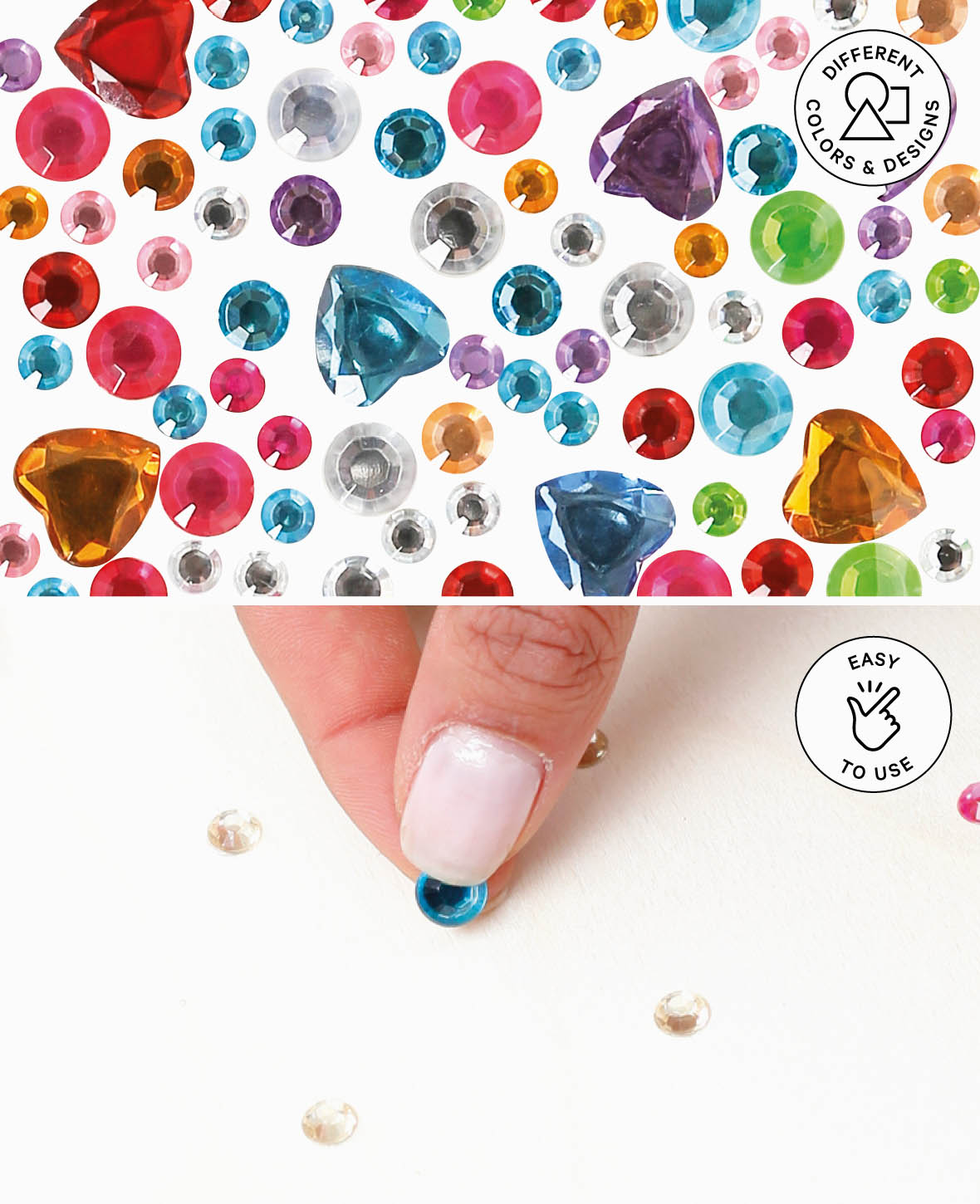 Crystal Sticker Set I, Bunt, ca. ø 4-8 mm, 42 Stk.