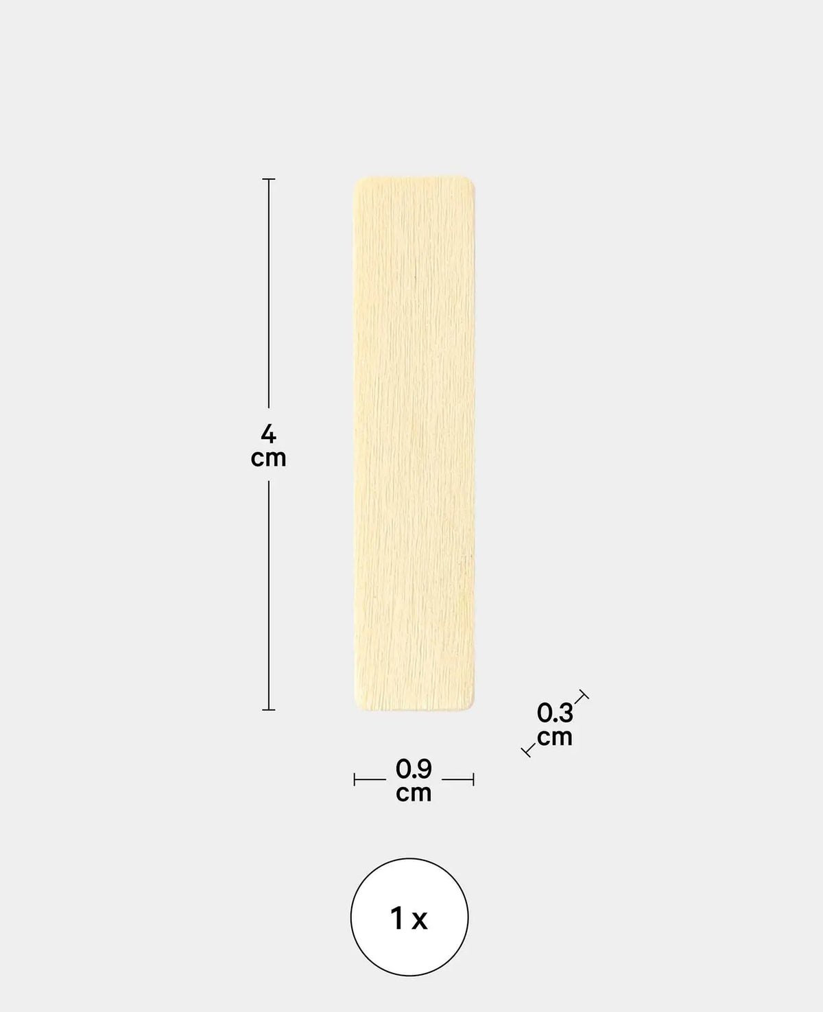 Holzbuchstabe I, 0.9 x 0.3 x 4 cm, Braun, 1 Stk.