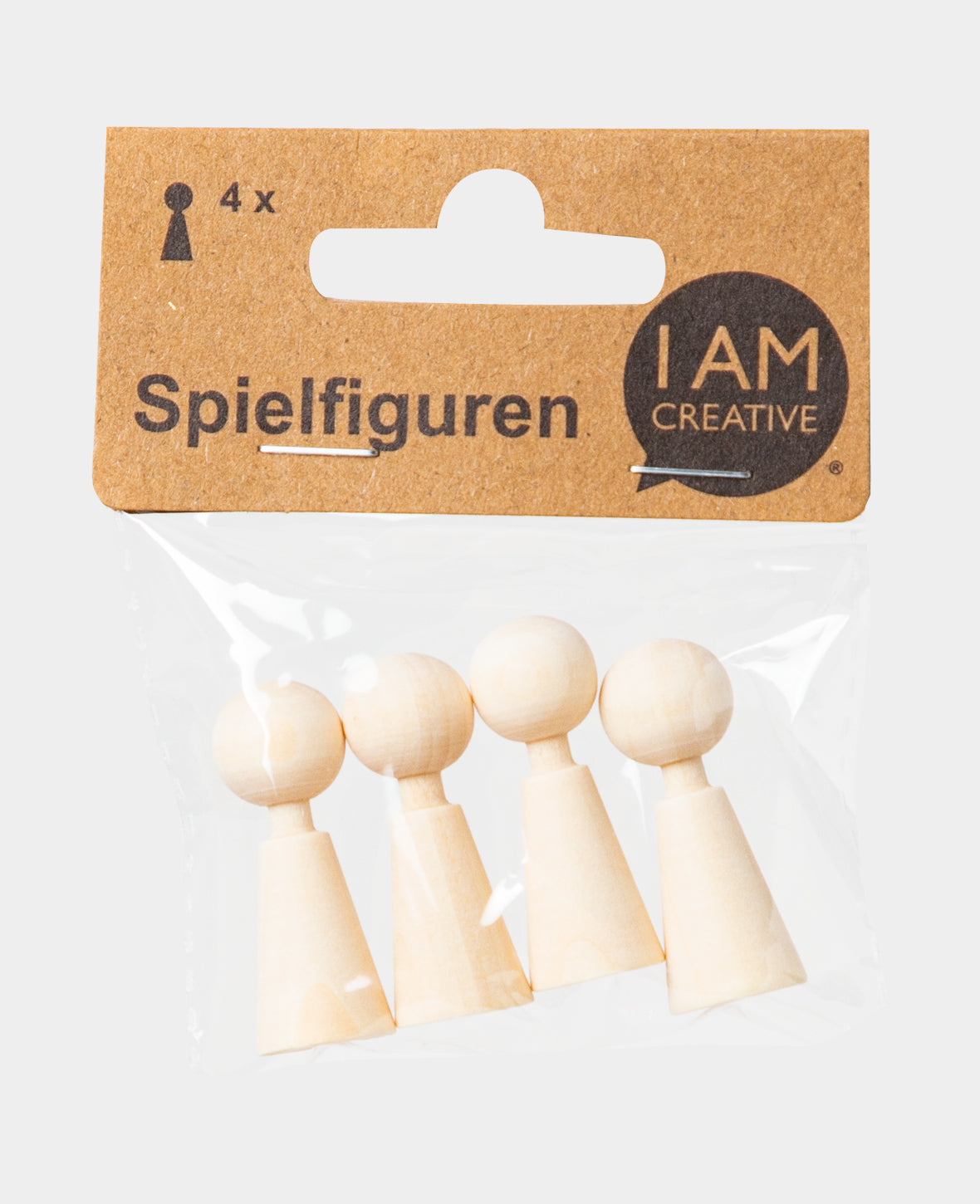 Spielfiguren konisch, unbehandeltes Birkenholz, ø 15 x 37 mm, Braun, 4 Stk.