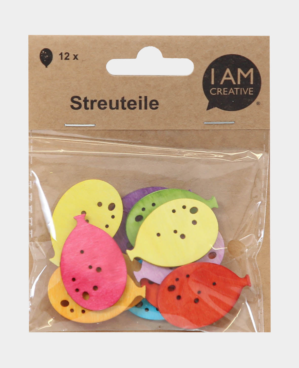 Streuteile Ballone, Bunt, ca. 4 cm, 12 Stk.