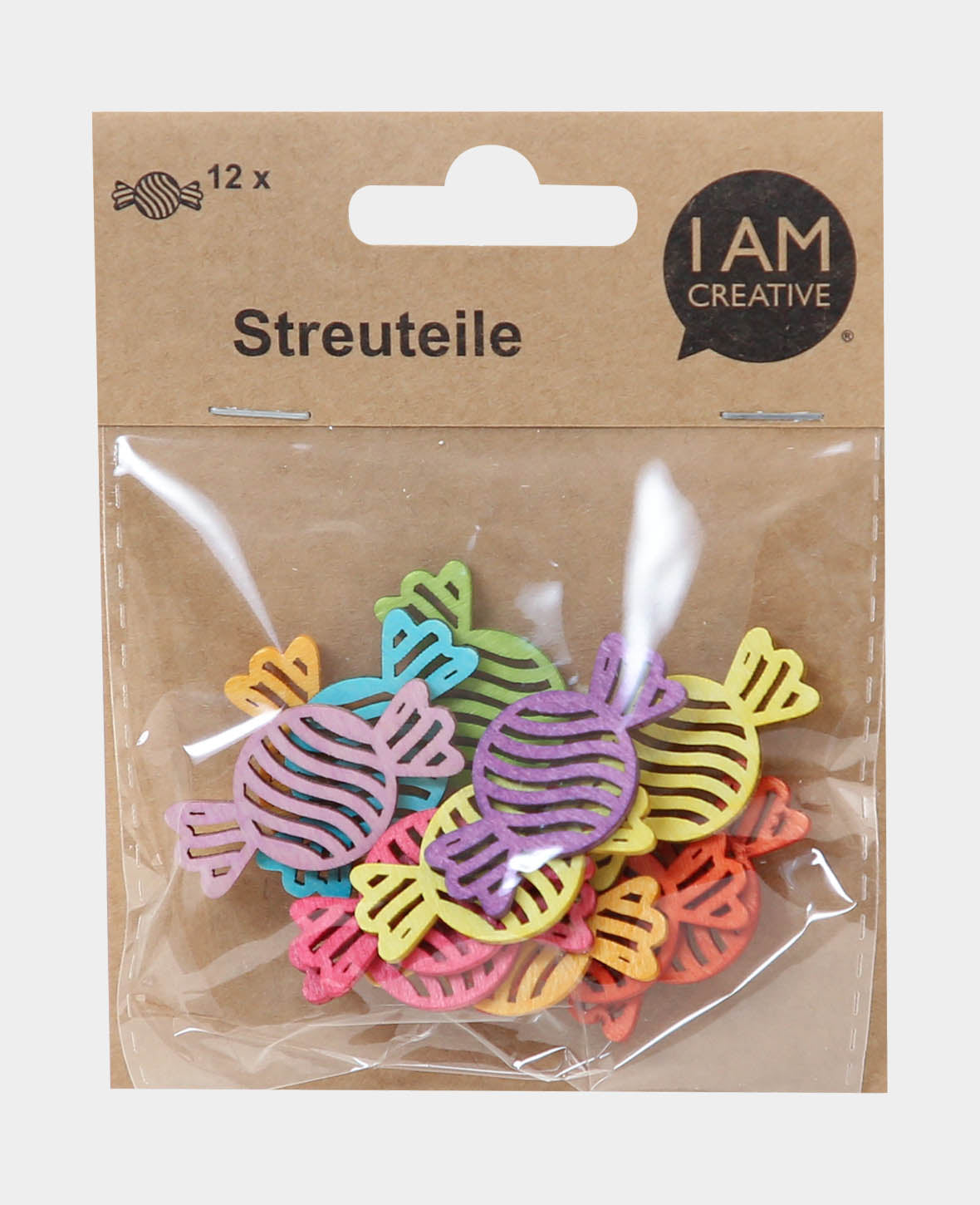 Streuteile Bonbons, Bunt, ca. 4 cm, 12 Stk.