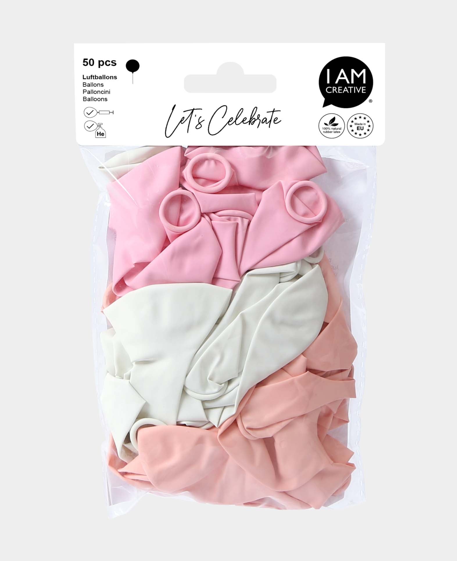 Let’s Celebrate Ballons, blanc, rose et rose pâle, env. ø 27 cm, 50 p.