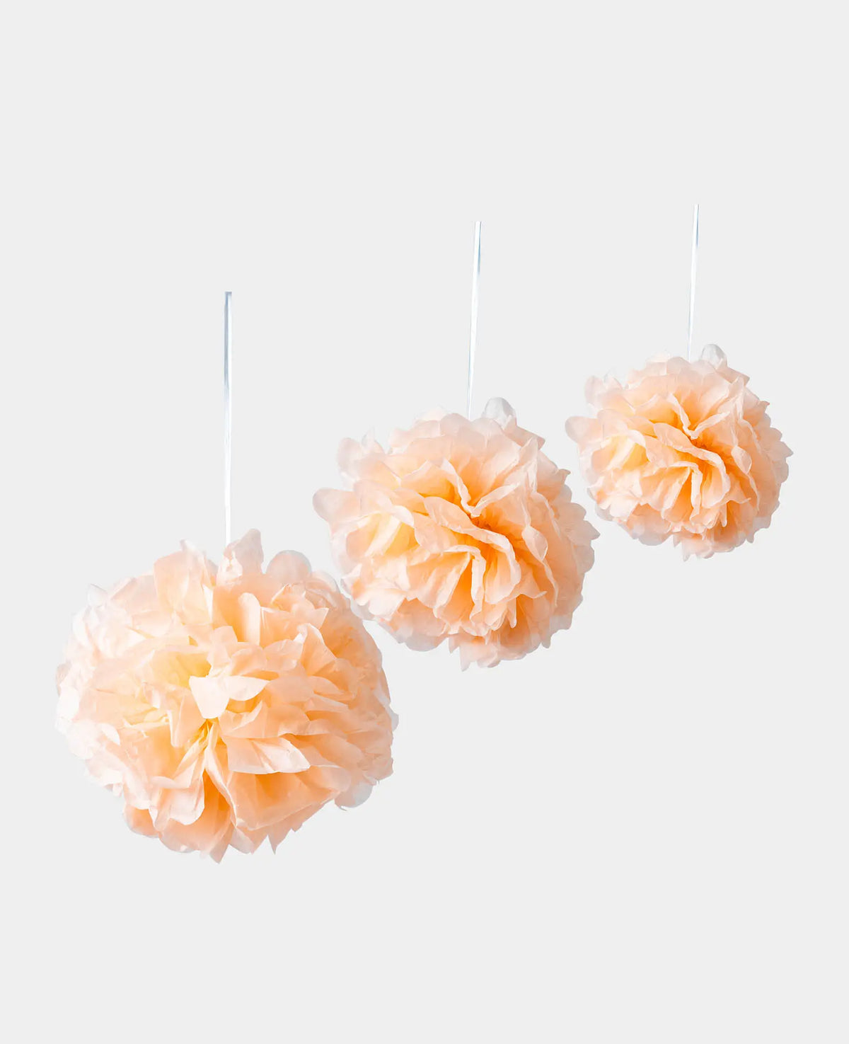 Set de pompons à suspendre, papier de soie, couleur saumon, ø 20, 30, 40 cm, 3 pièces