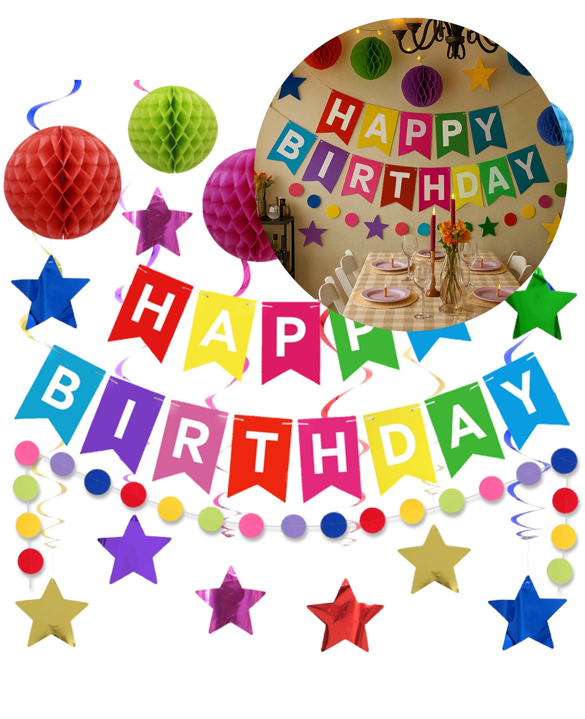 Party Set, Happy Birthday, bunt, 18 tlg.