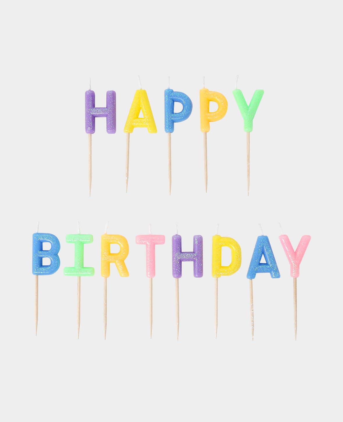 Happy Birthday Cake Candle, assorted colours / glitter, 13 pcs.