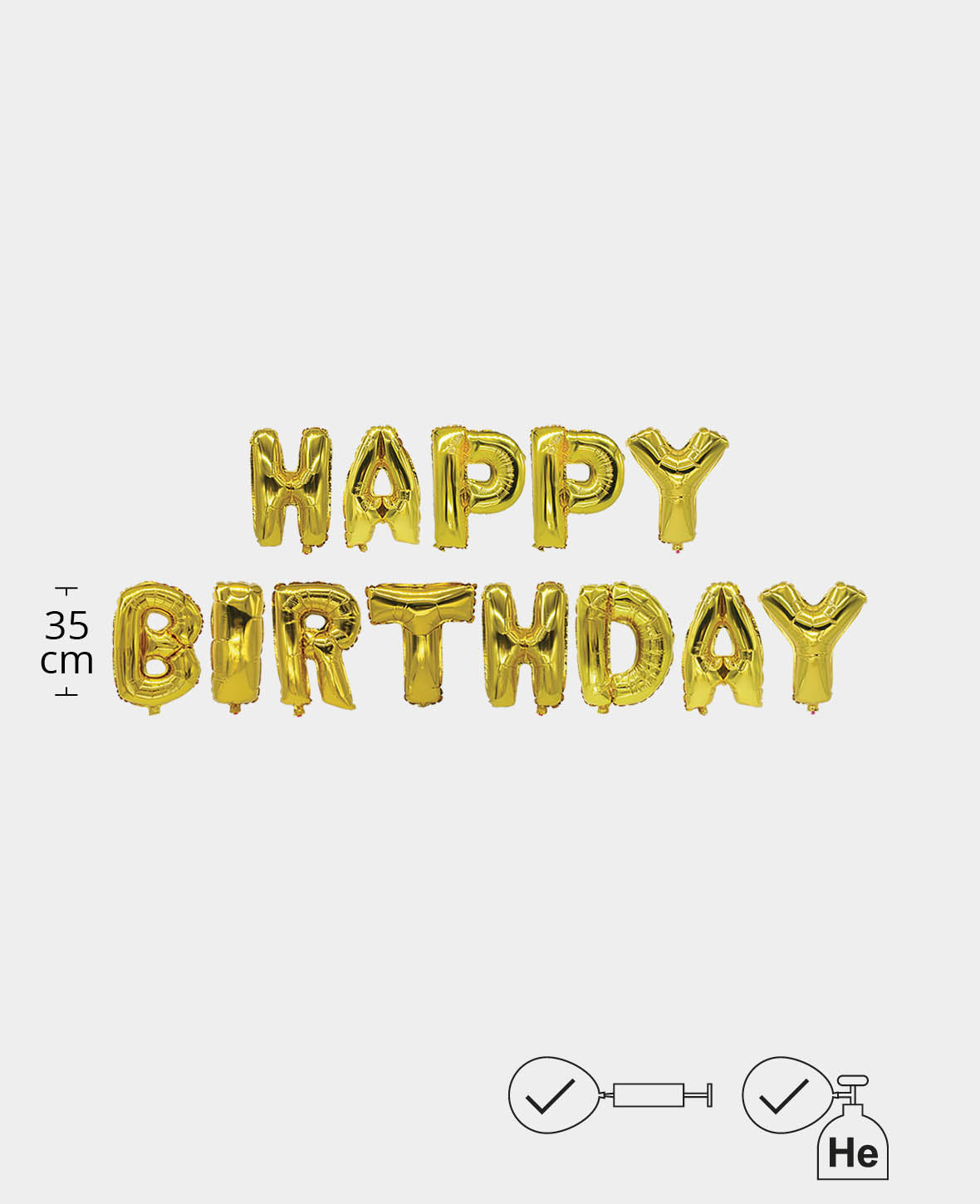 Ballon aluminium, Anniversaire, doré, 35cm